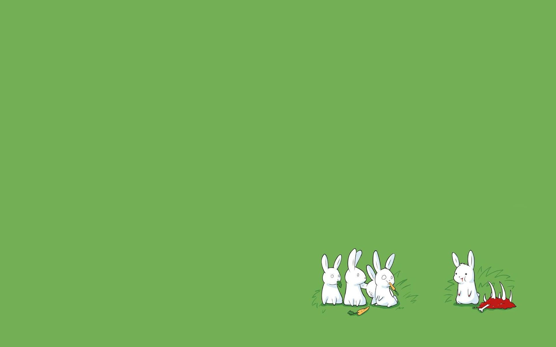 green, minimalistic, rabbits, carrots - desktop wallpaper