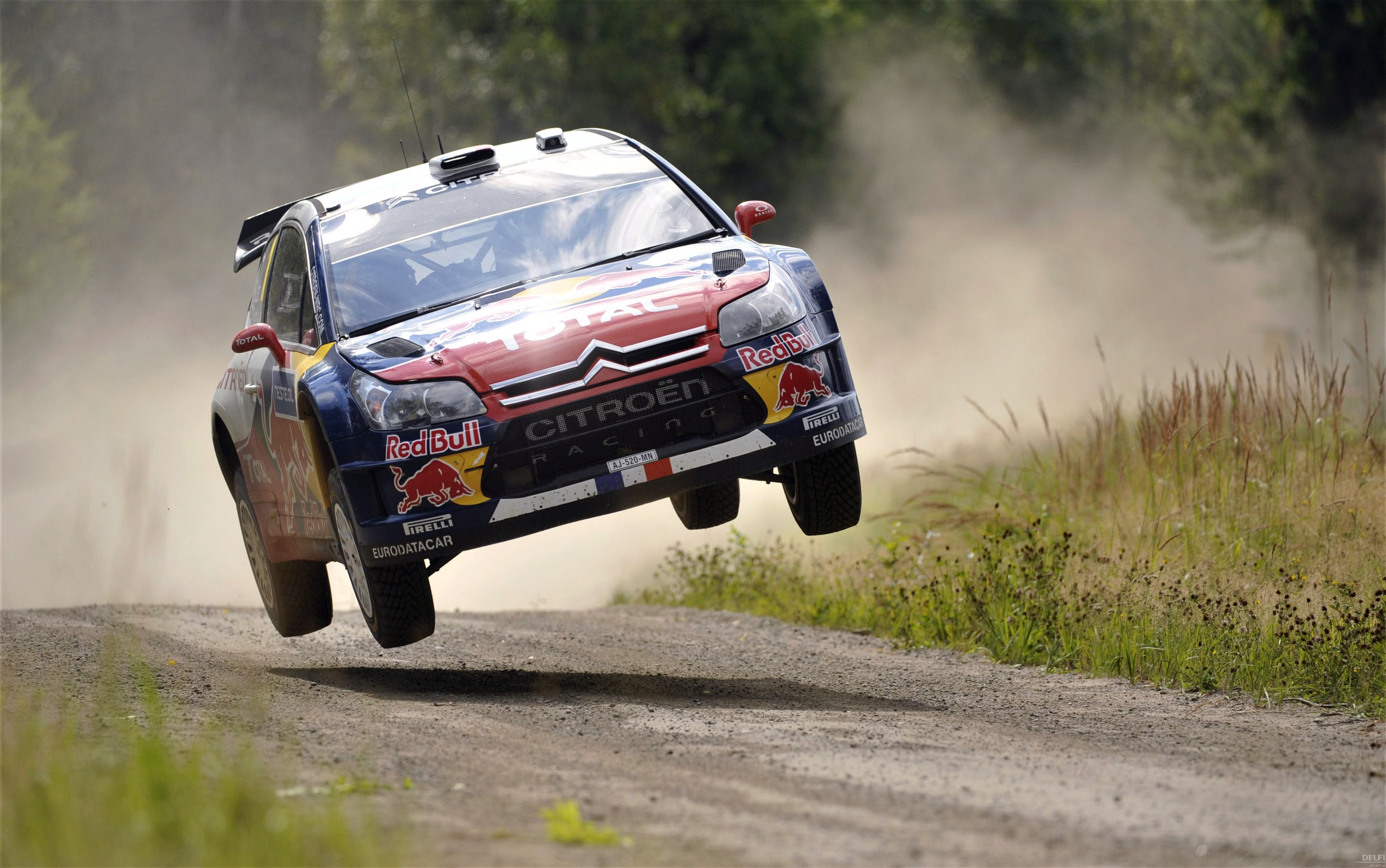 jumping, dust, rally, racing, Citroen C4 WRC, rally cars, gravel, racing cars - desktop wallpaper