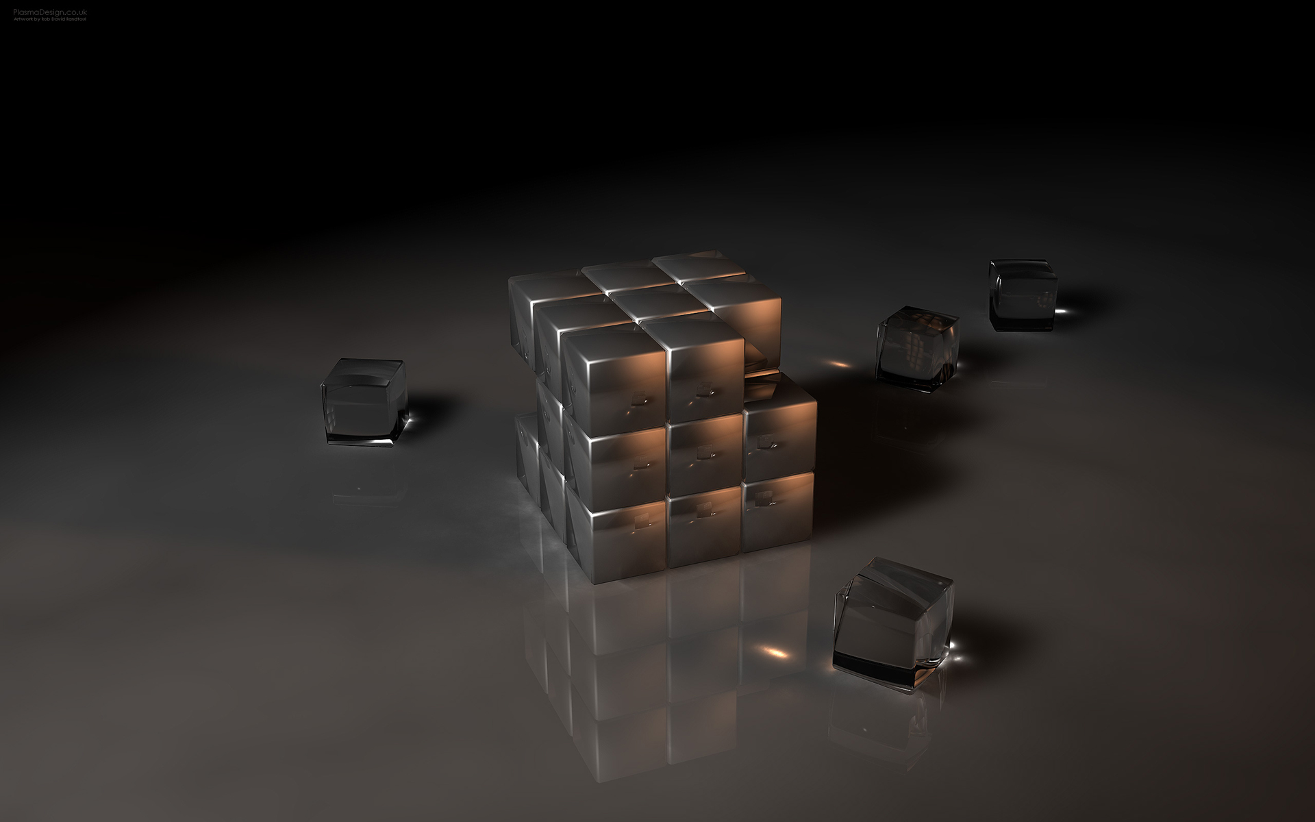 3D view, cubes - desktop wallpaper