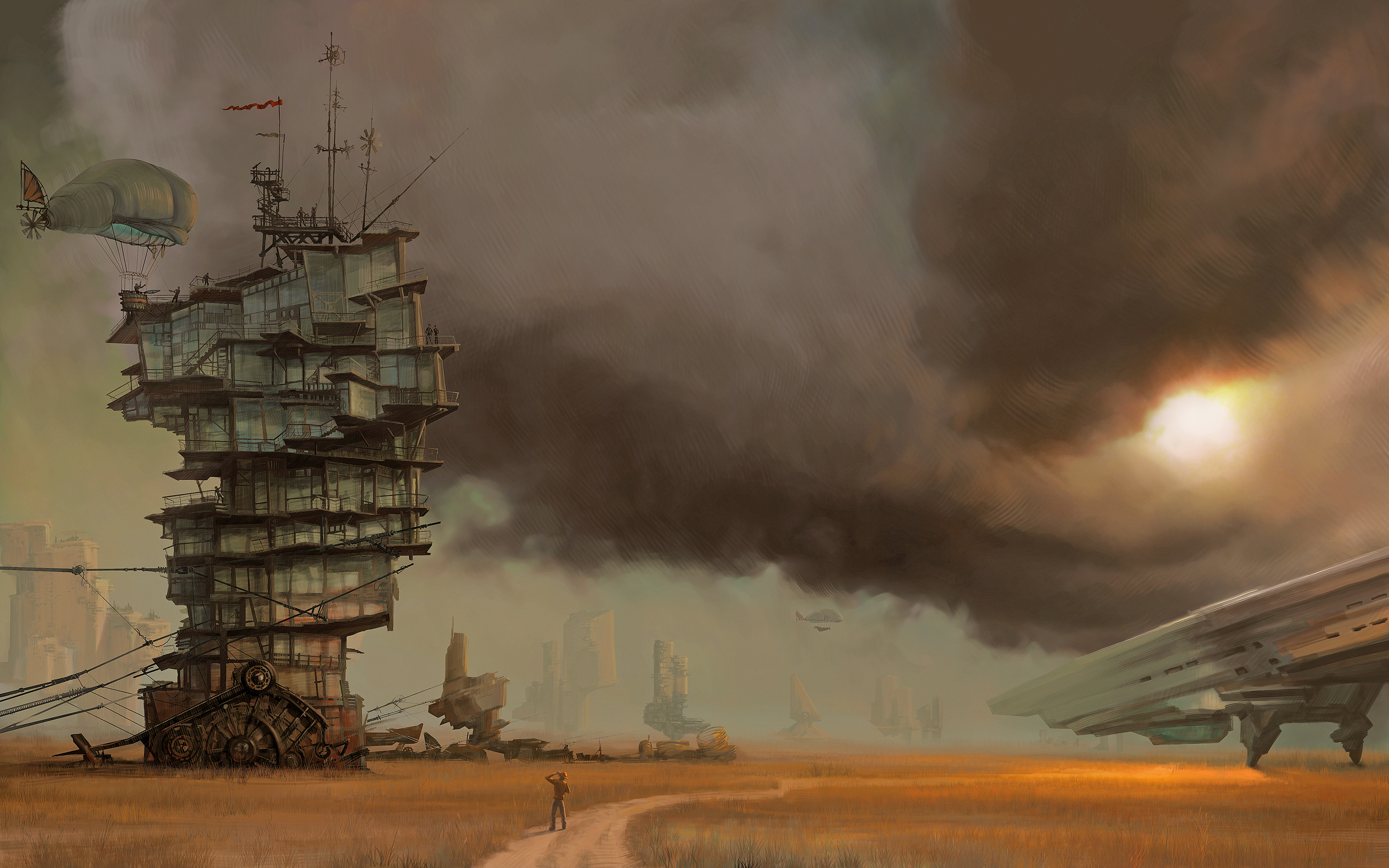 steampunk, vehicles, airship - desktop wallpaper