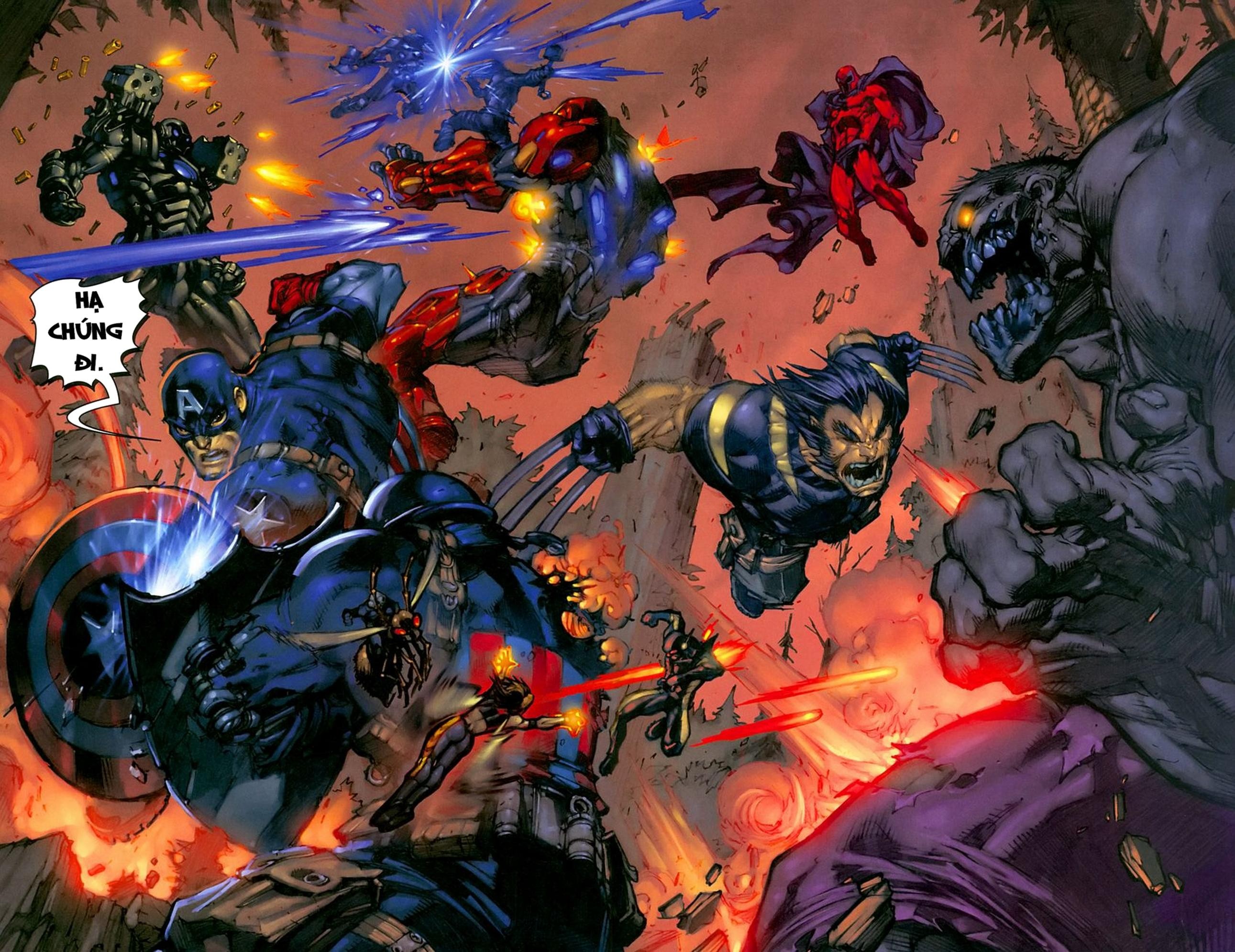 Hulk (comic character), Iron Man, comics, Captain America, Wolverine, superheroes, Magneto, battles, Marvel Comics, Ant-Man - desktop wallpaper