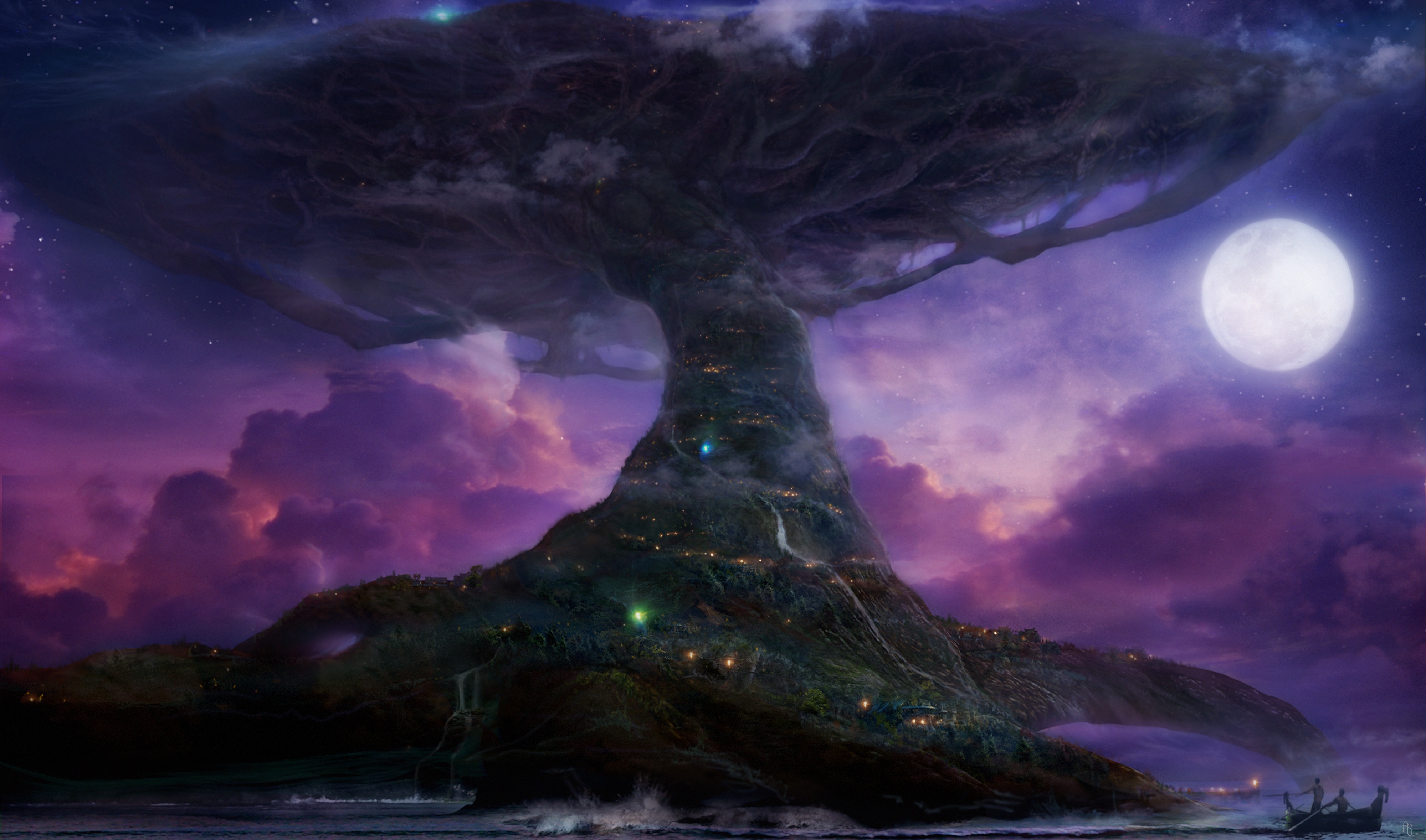fantasy, landscapes, nature, trees, World of Warcraft, Yggdrassil - desktop wallpaper