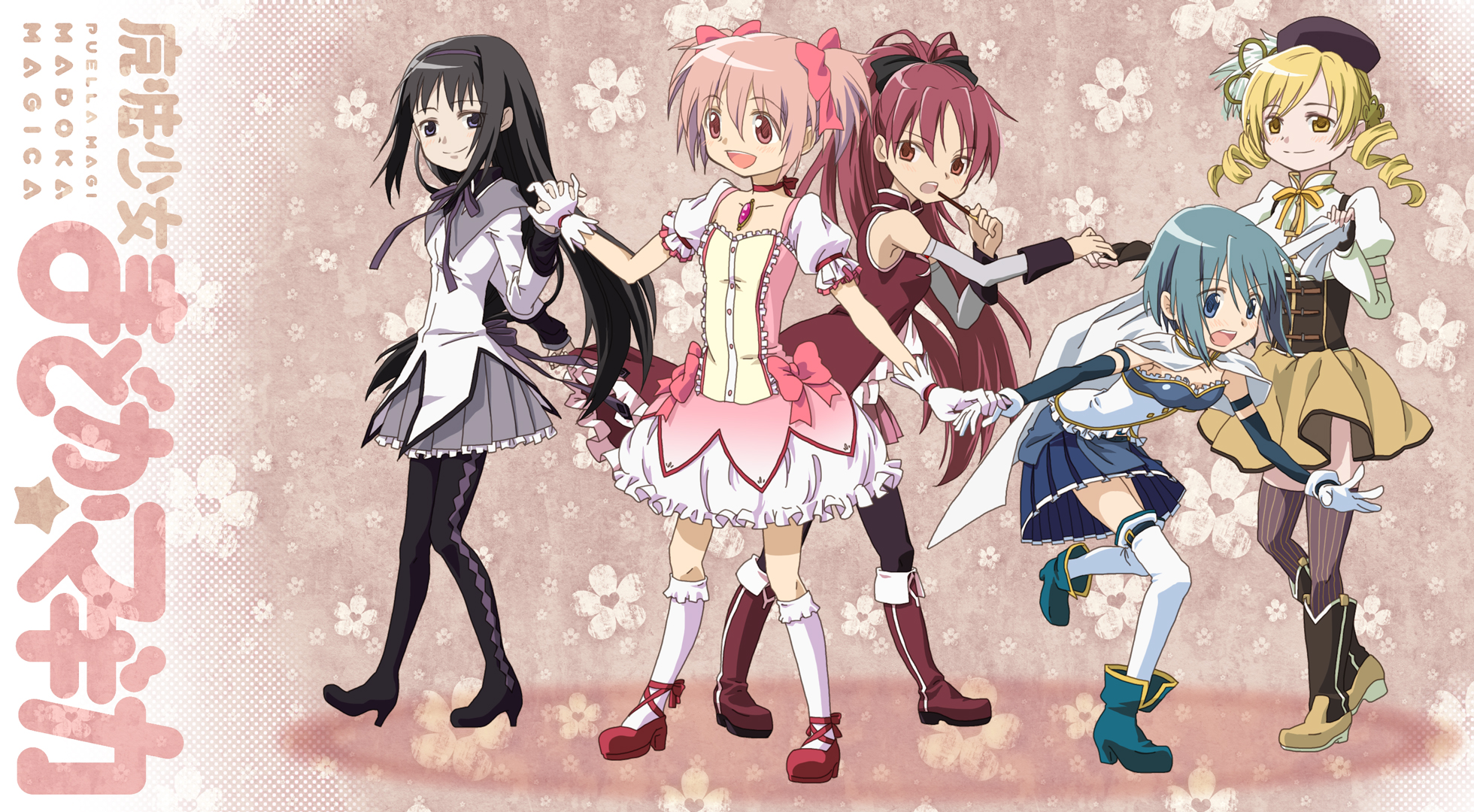 Mahou Shoujo Madoka Magica, Miki Sayaka, Sakura Kyouko, Tomoe Mami, Kaname Madoka, anime, Akemi Homura, anime girls - desktop wallpaper