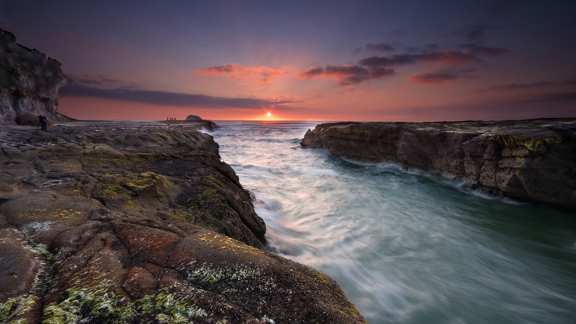 sunset, ocean, landscapes, nature, rocks, rivers, skyscapes, sea - desktop wallpaper