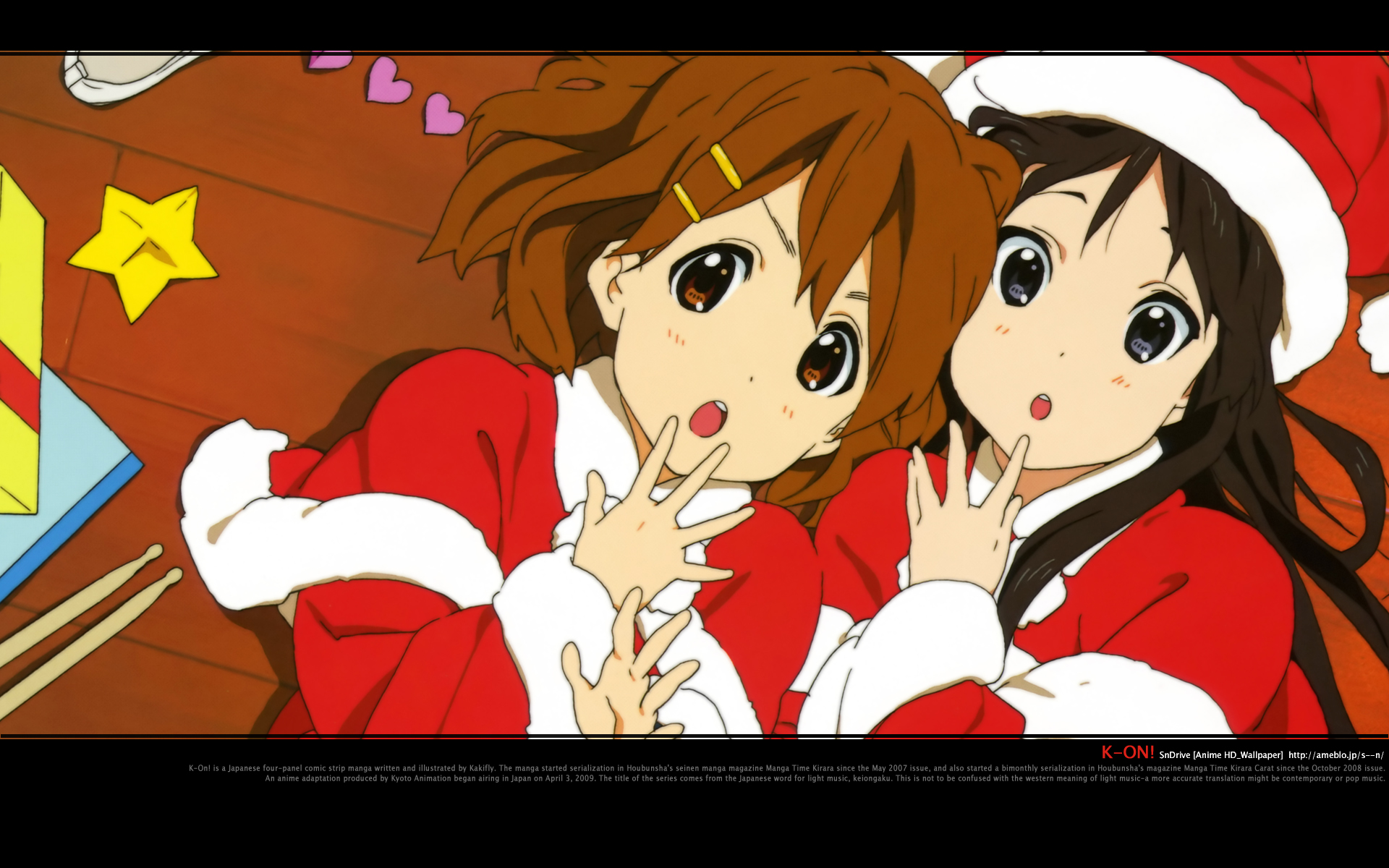 K-ON!, Hirasawa Yui, Akiyama Mio, Christmas outfits - desktop wallpaper