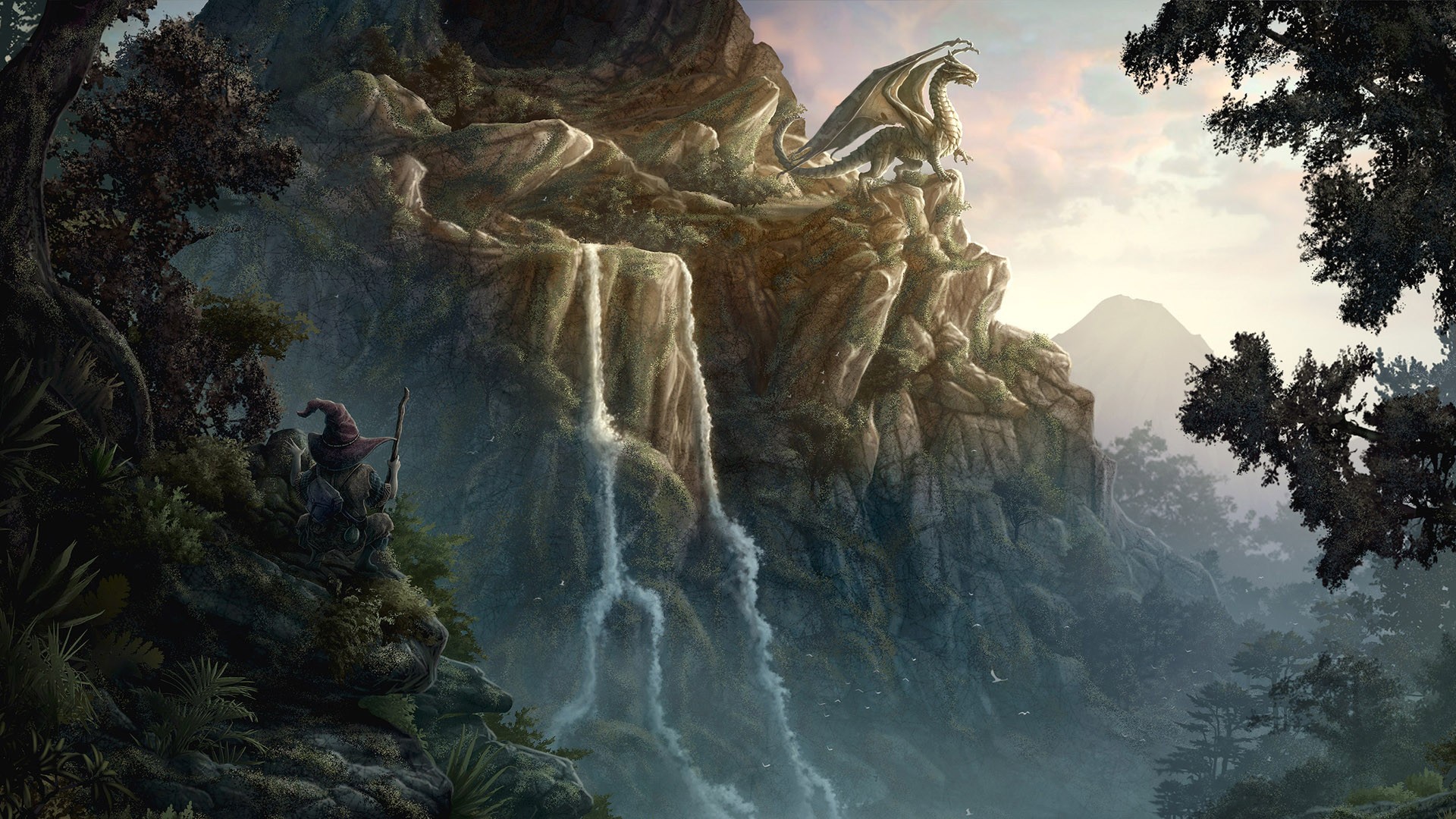 landscapes, CGI, fantasy art, Kerem Beyit, waterfalls - desktop wallpaper