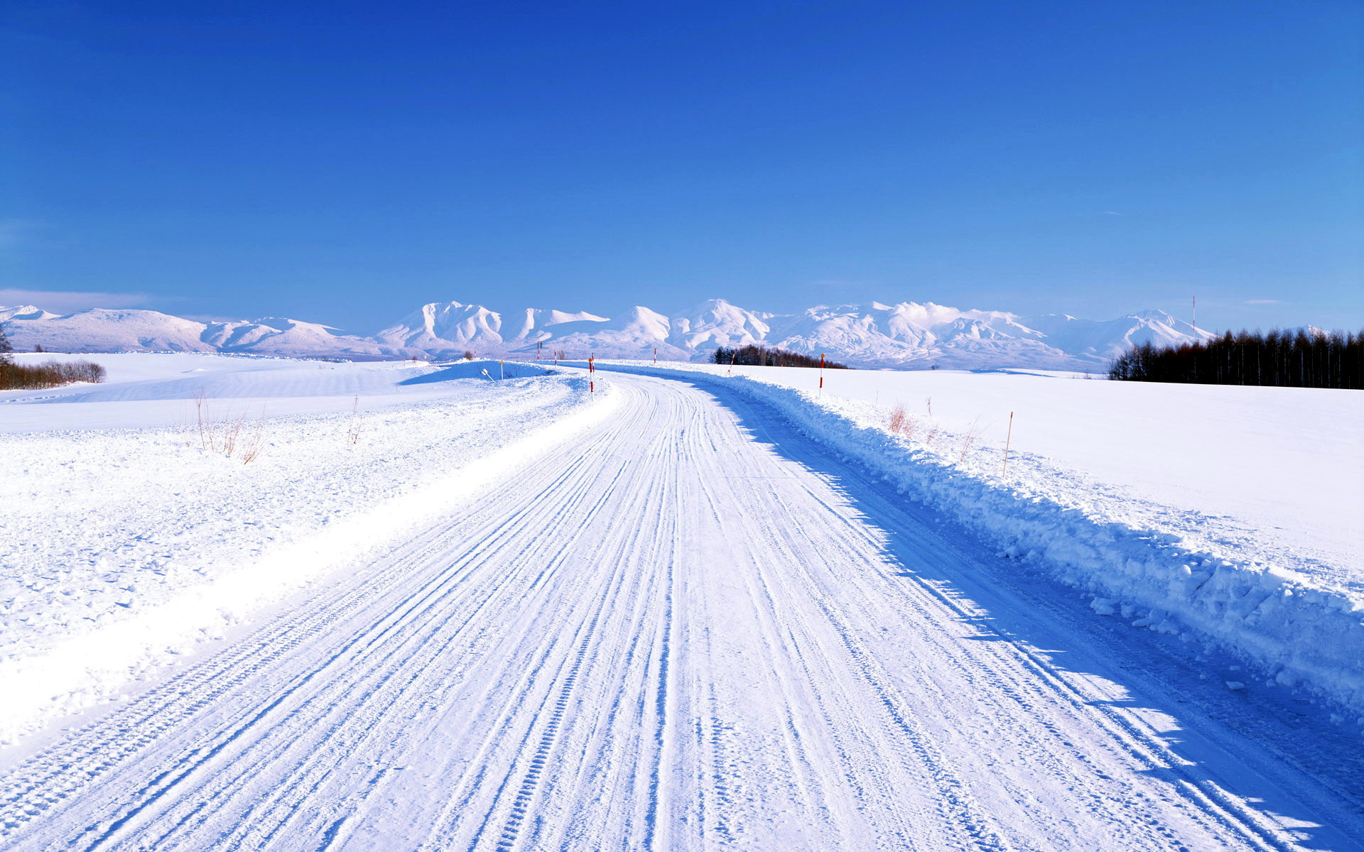 landscapes, winter, snow, roads - desktop wallpaper