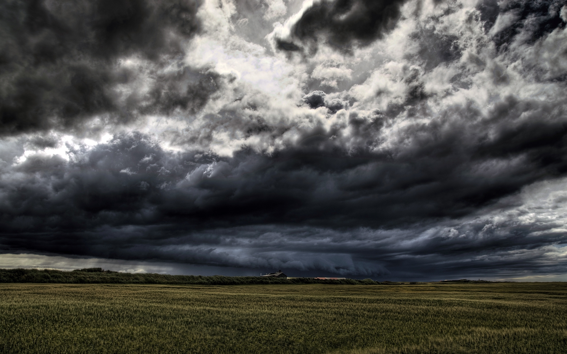 clouds, landscapes, fields, overcast - desktop wallpaper