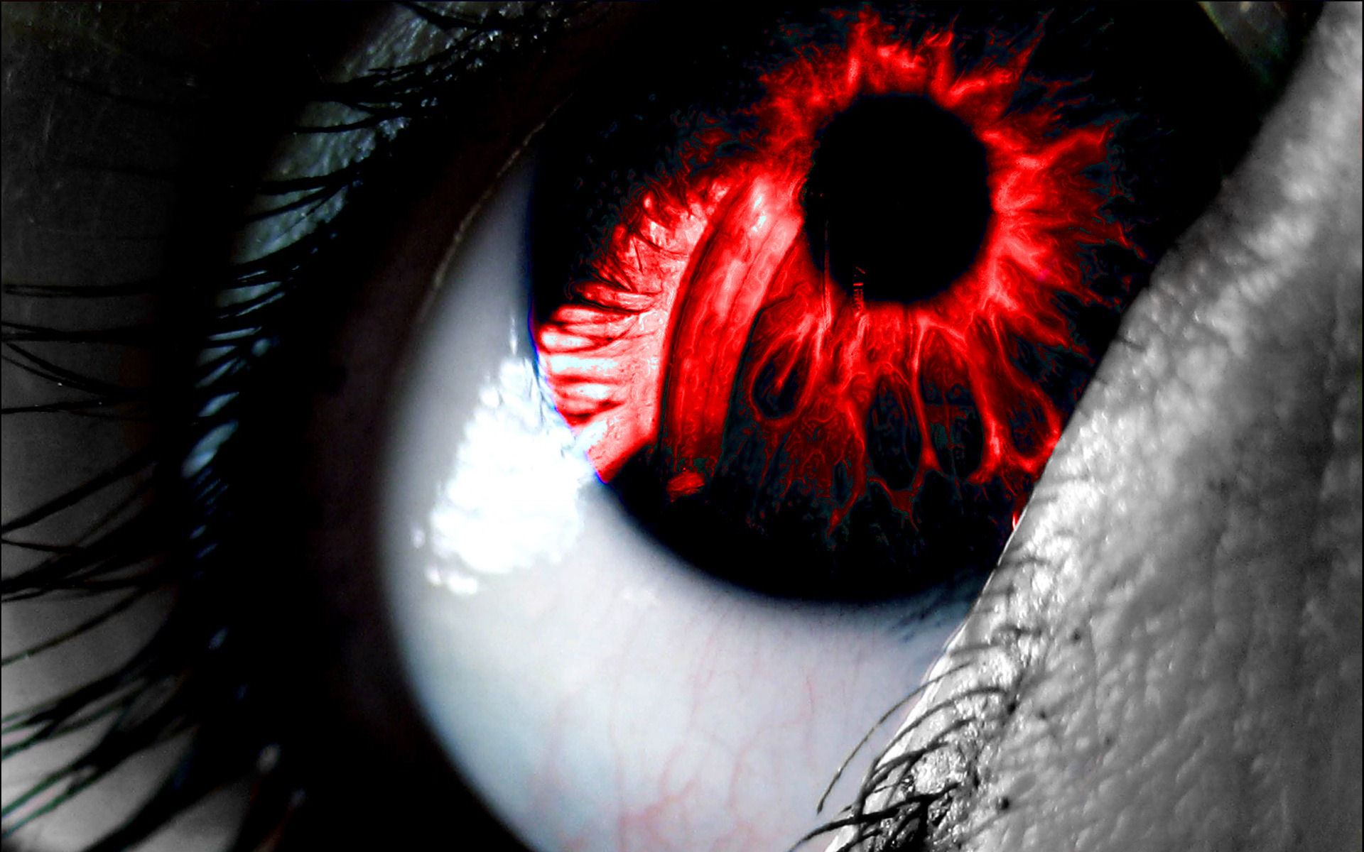 abstract, eyes, red, selective coloring - desktop wallpaper