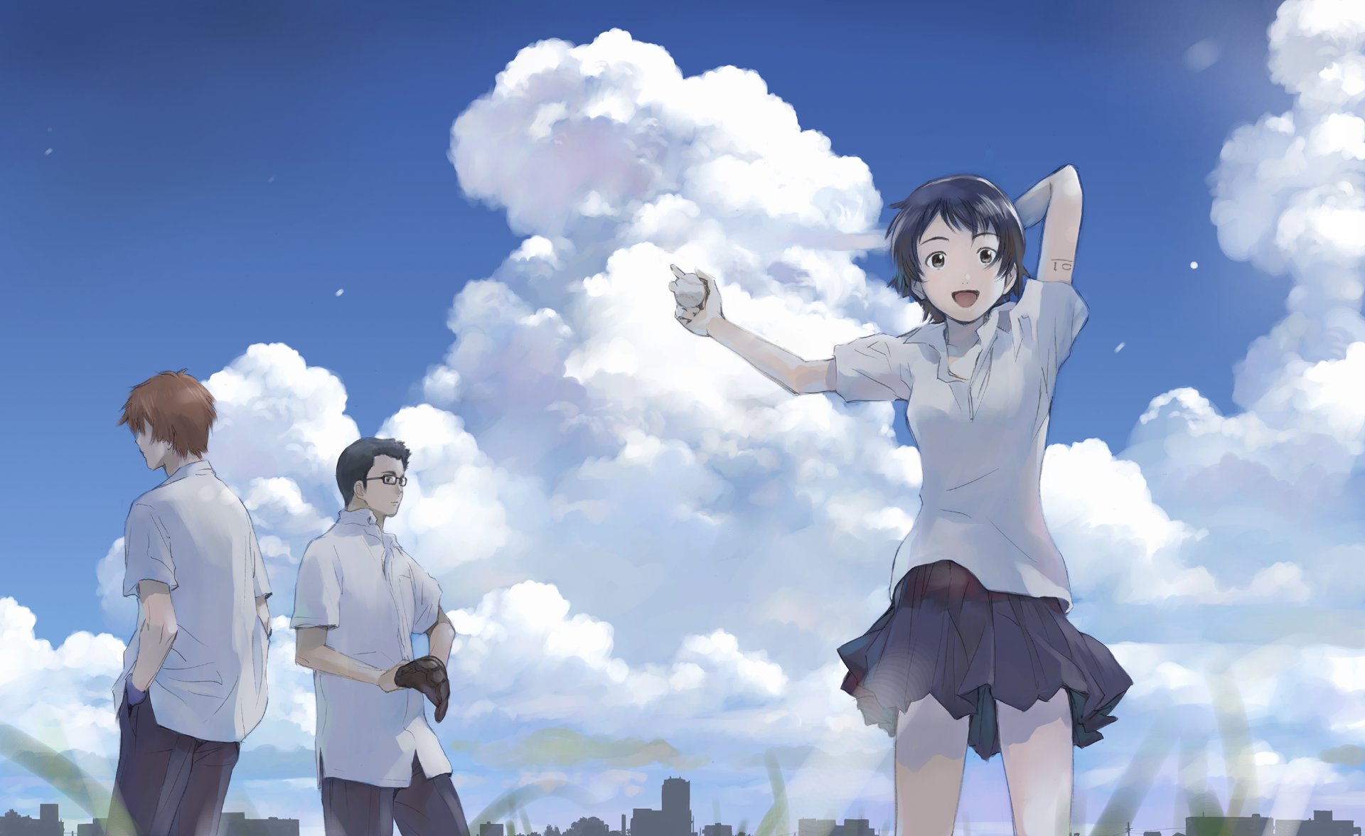 school uniforms, The Girl Who Leapt Through Time, Makoto, Konno Makoto, Chiaki Mamiya, Kosuke Tsuda - desktop wallpaper