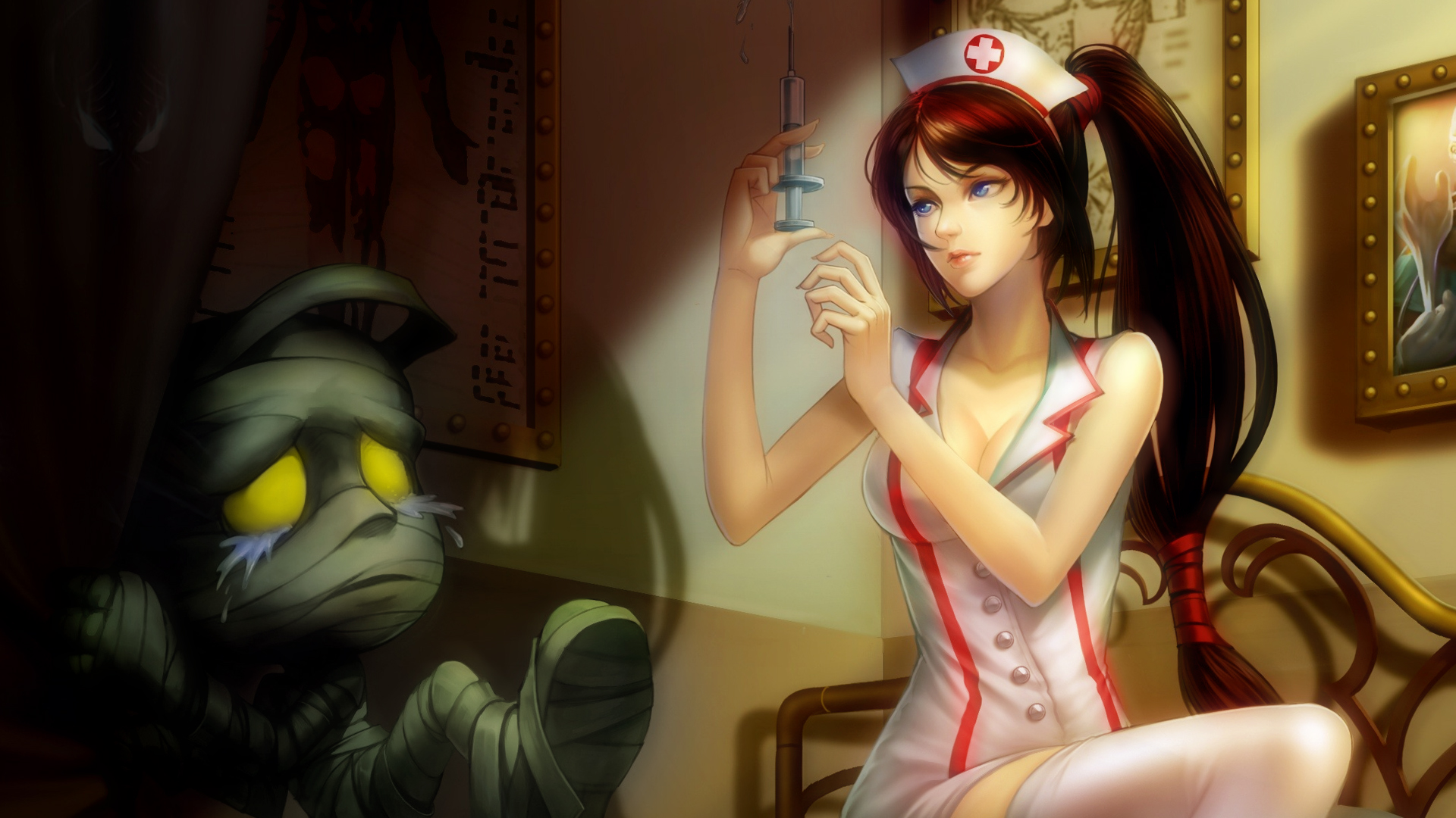League of Legends, nurses, Amumu, Akali - desktop wallpaper
