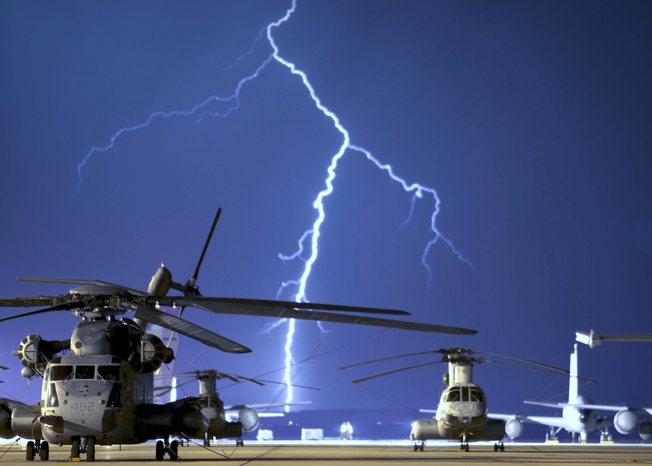 helicopters, vehicles, lightning - desktop wallpaper