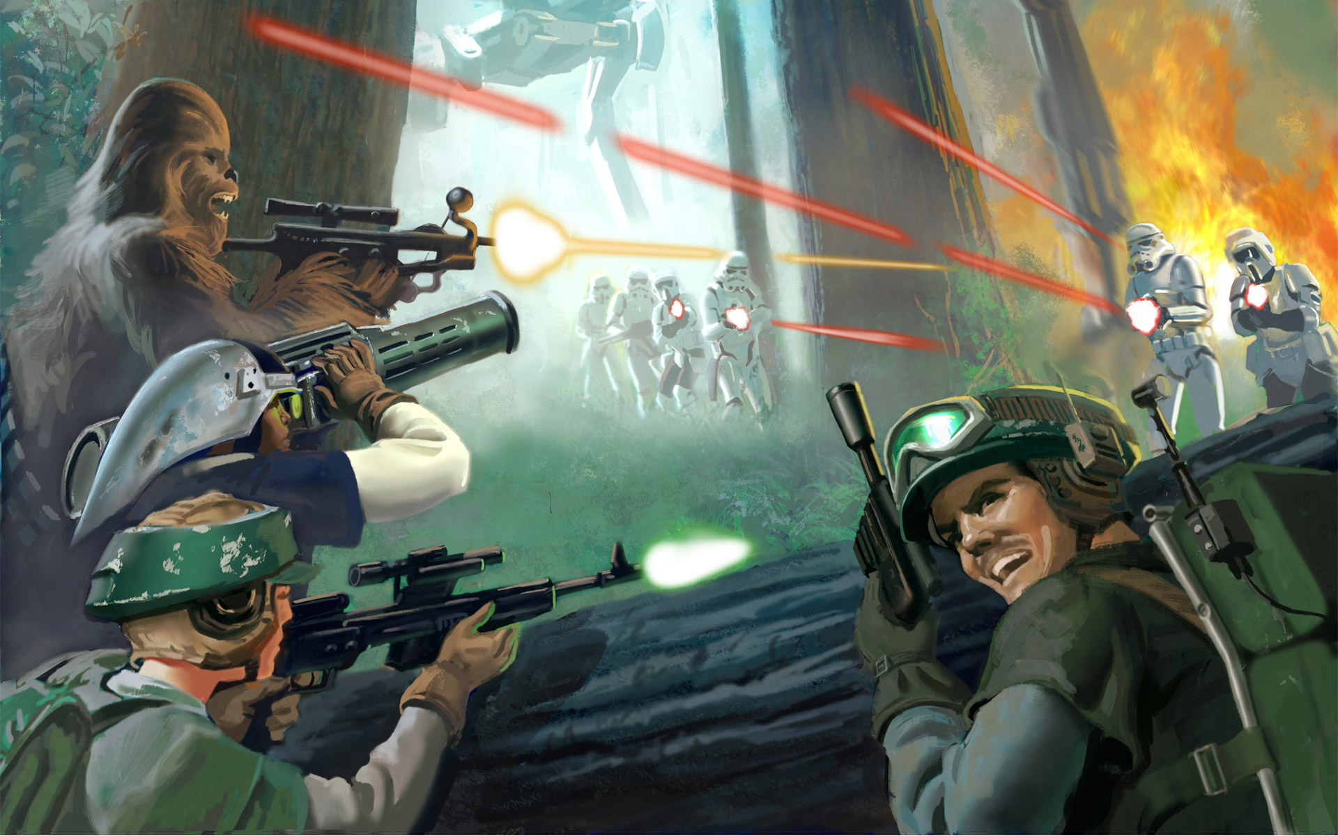 Star Wars, stormtroopers, Chewbacca, rebels - desktop wallpaper