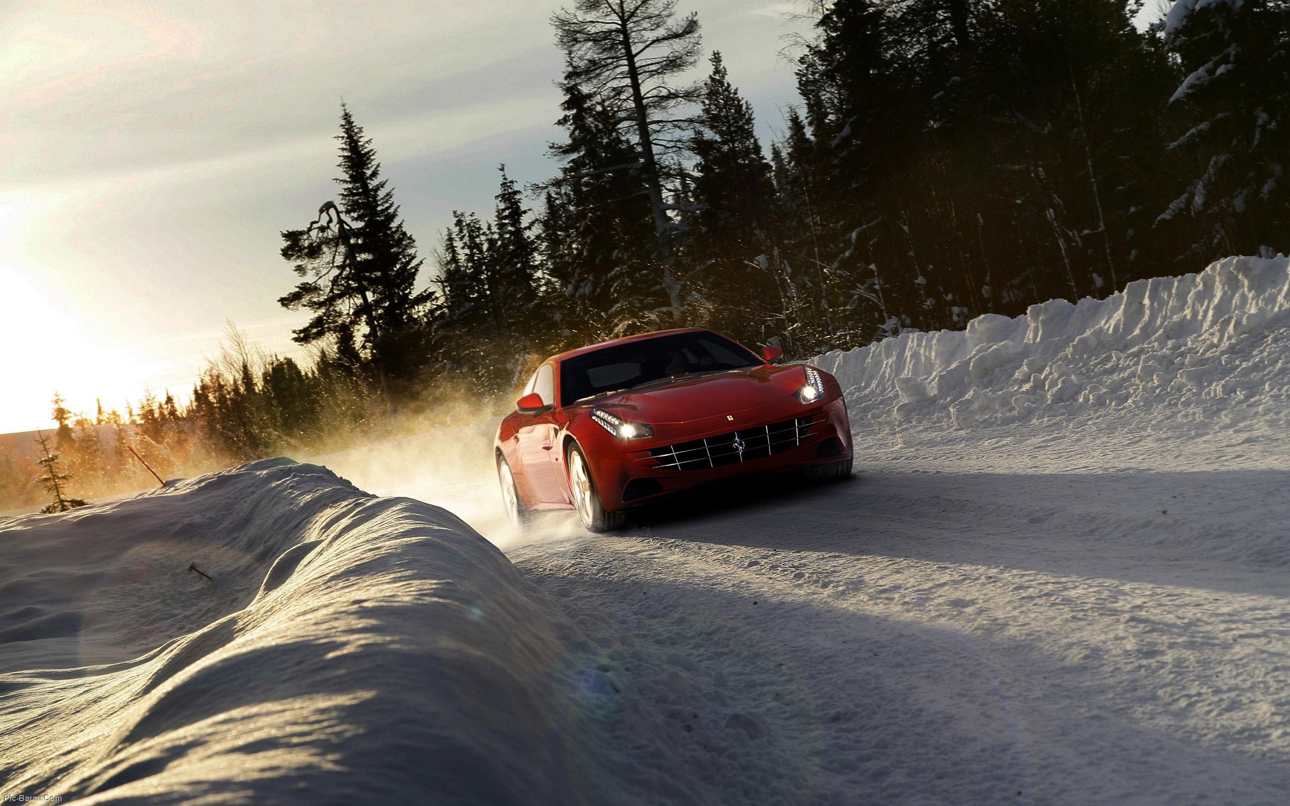 snow, cars, Ferrari FF - desktop wallpaper