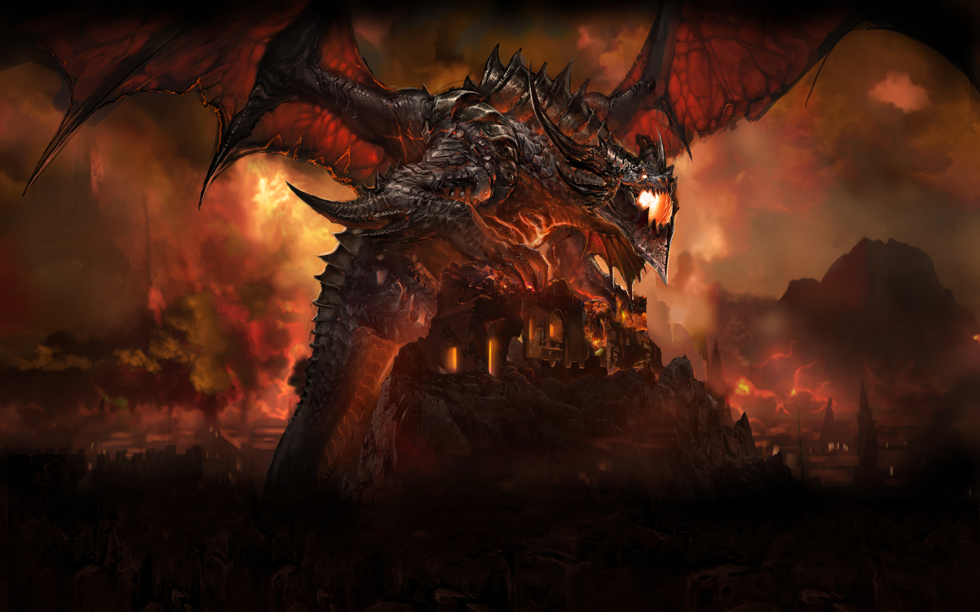 dragons, World of Warcraft, destruction, deathwing - desktop wallpaper