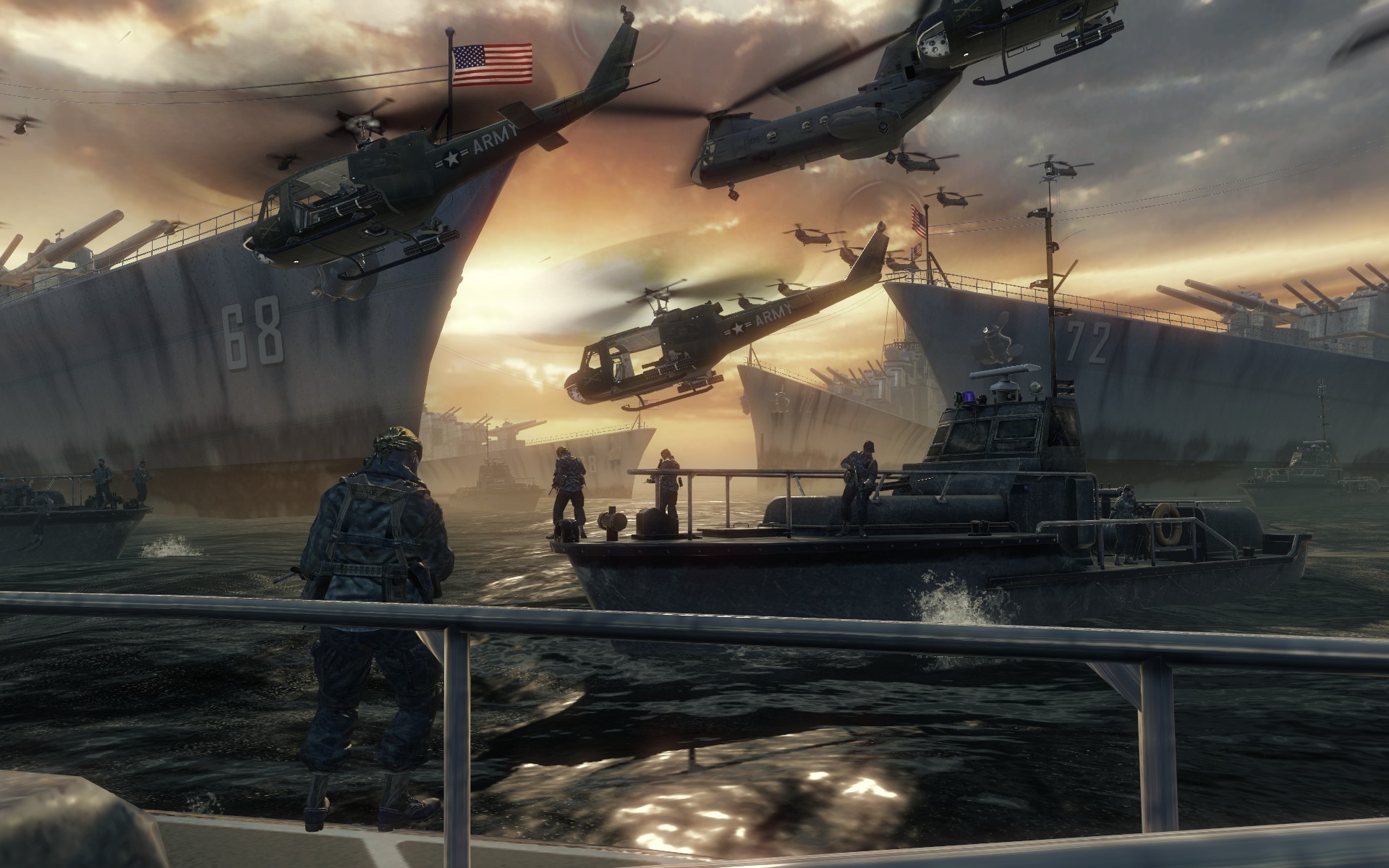 water, soldiers, video games, ocean, Call of Duty, Xbox, ships, PC, weapons, boats, US Army, Playstation 3 - desktop wallpaper