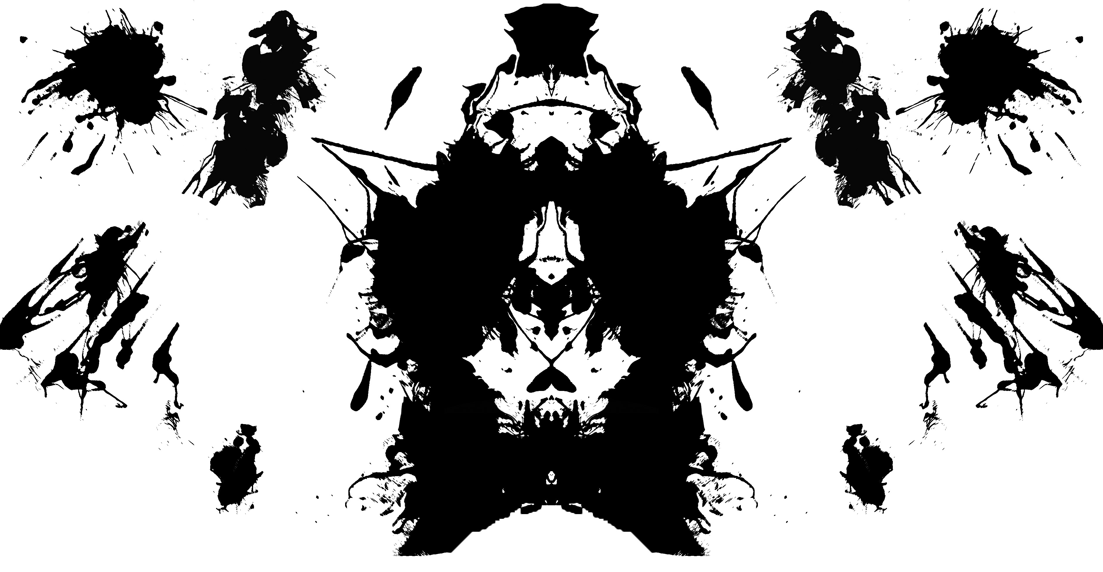 black and white, Rorschach test, splatters - desktop wallpaper