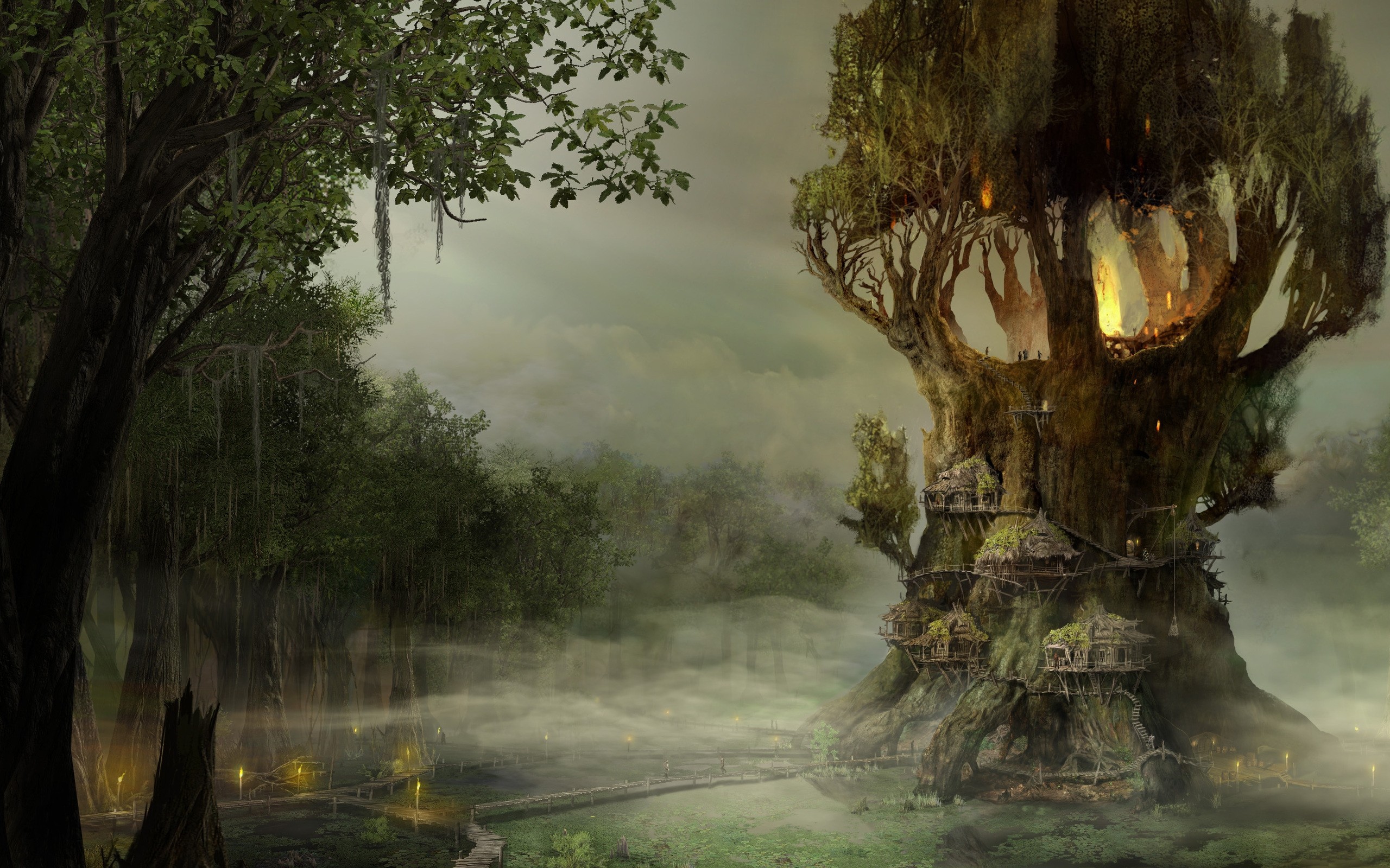 trees, fantasy art, Arcania - desktop wallpaper