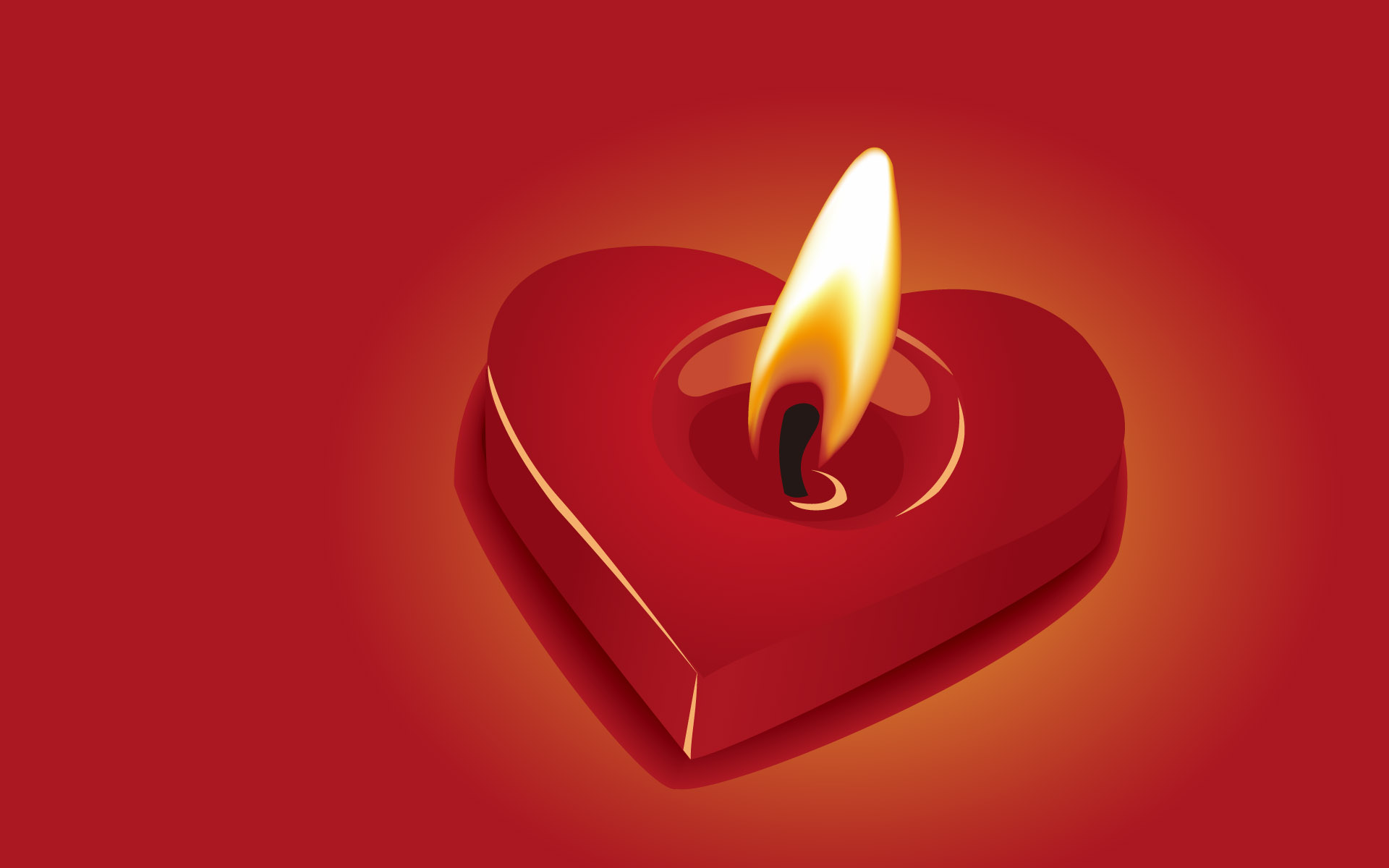 hearts, candles, red background - desktop wallpaper