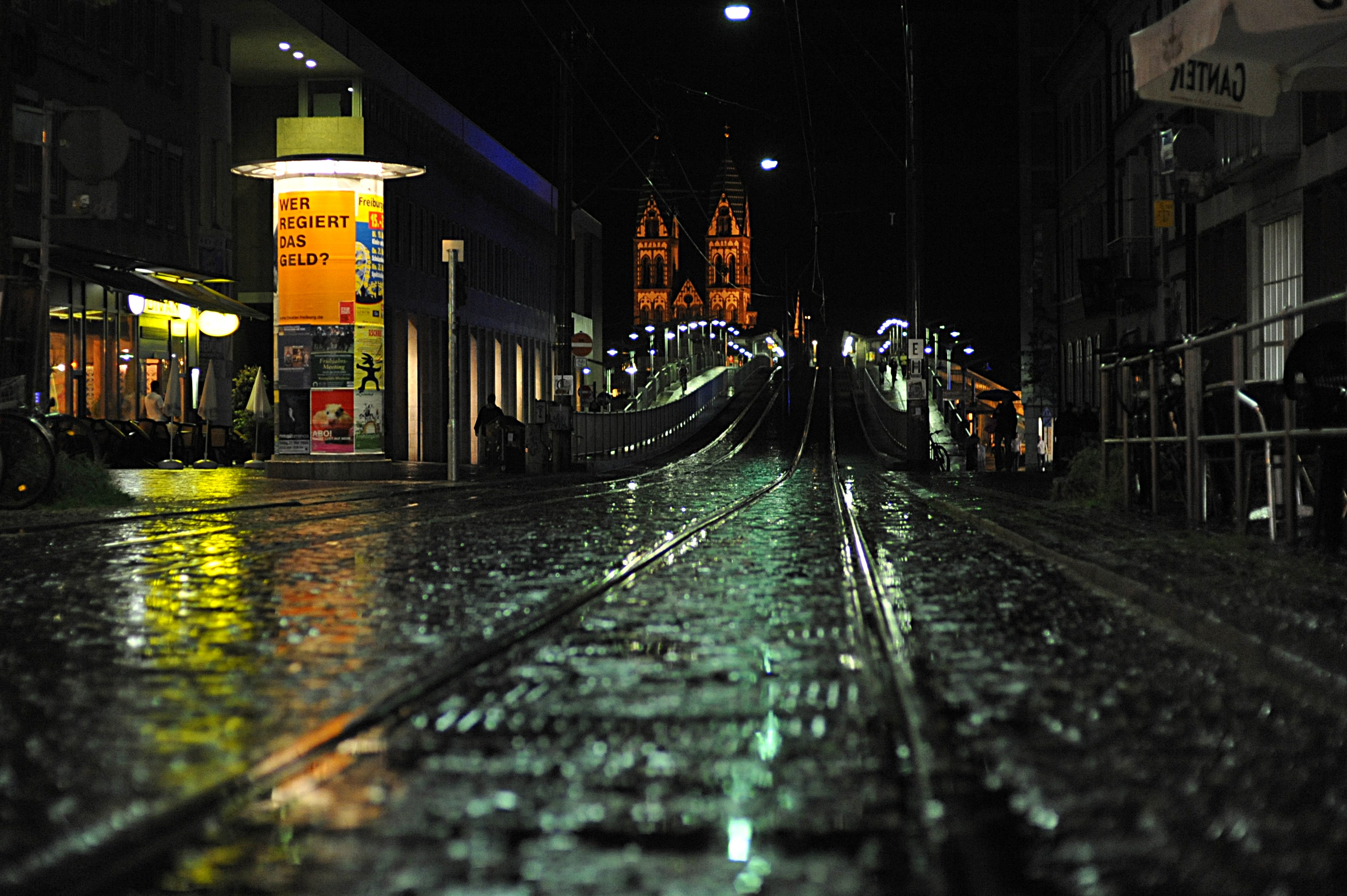 cityscapes, streets, night, Germany, Freiburg - desktop wallpaper