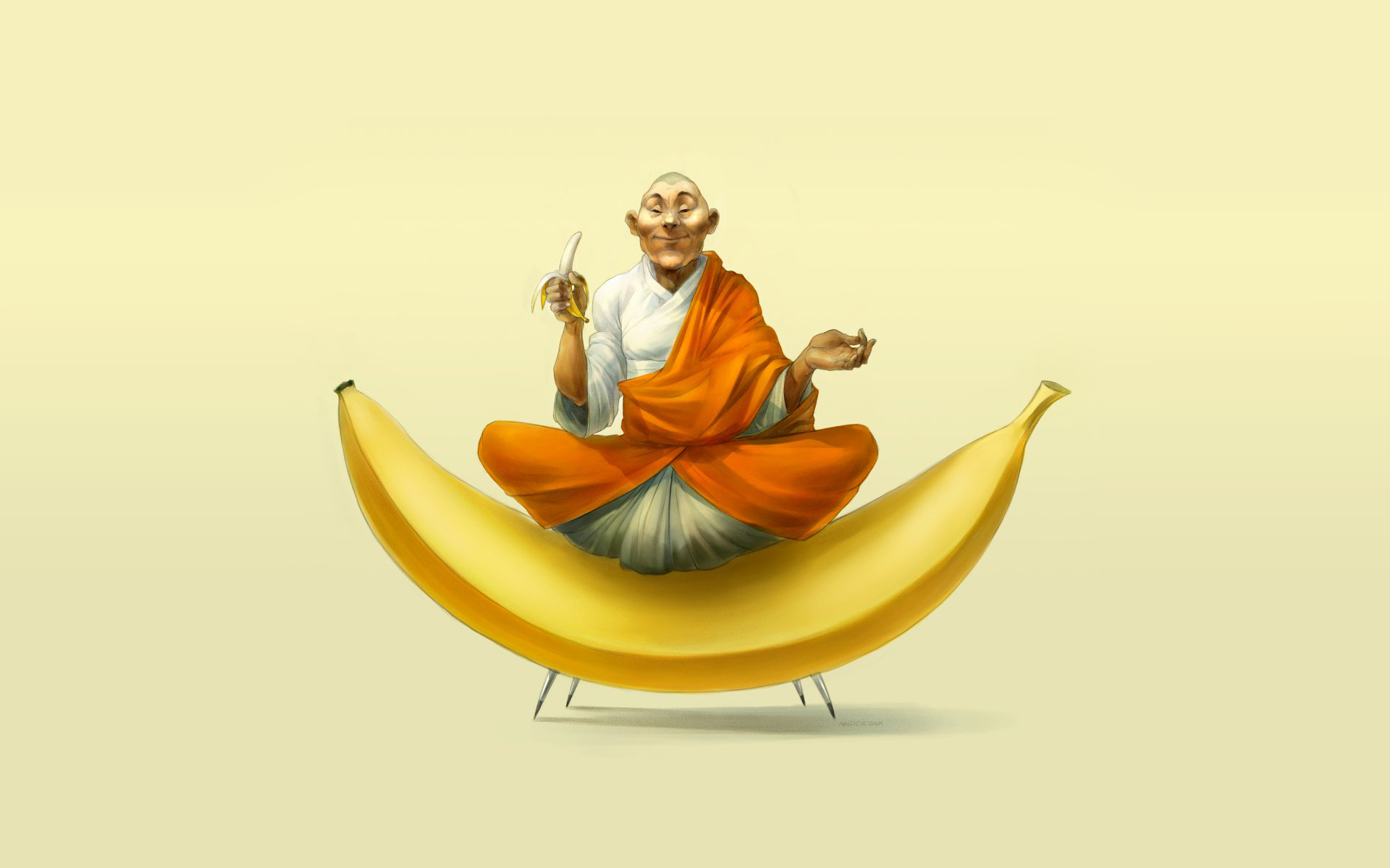 bananas, monk, Buddhist - desktop wallpaper