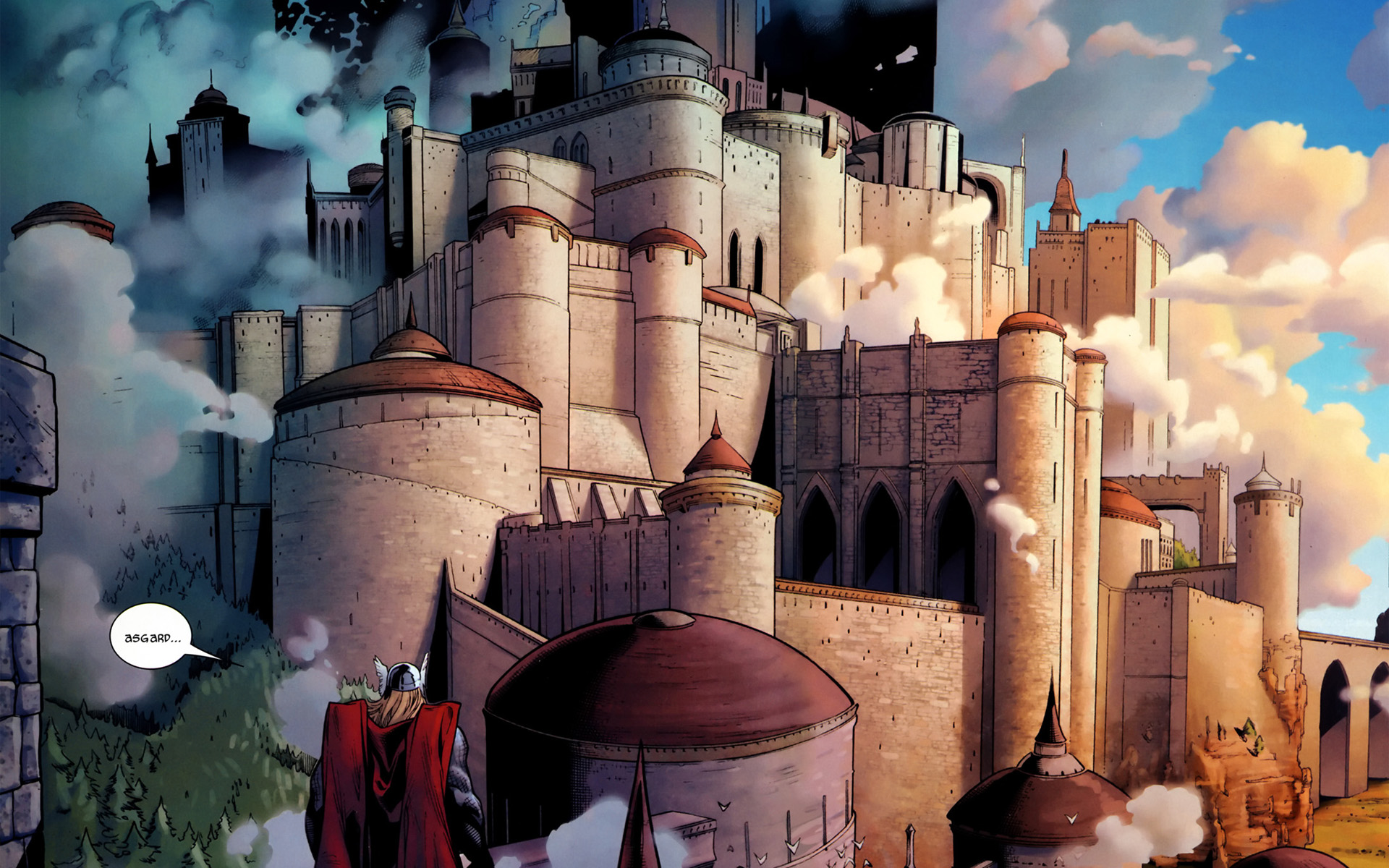 castles, Thor, Asgard - desktop wallpaper
