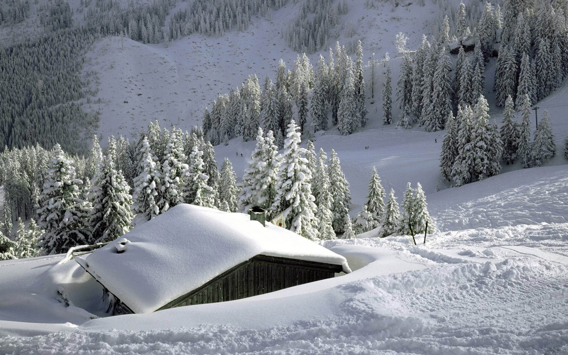 landscapes, nature, winter, snow, houses, rooftops - desktop wallpaper