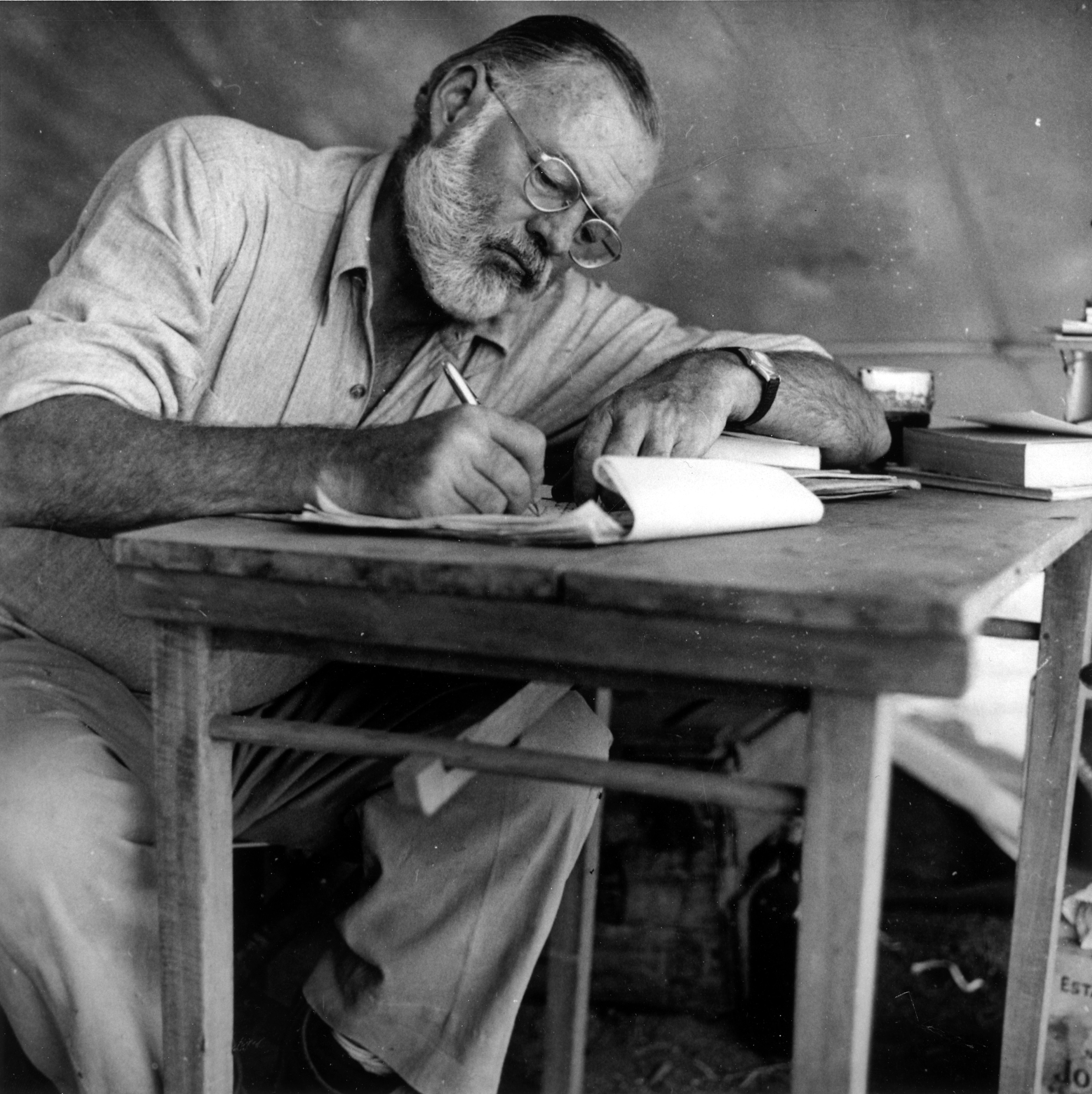 grayscale, drawings, writing, Ernest Hemingway - desktop wallpaper