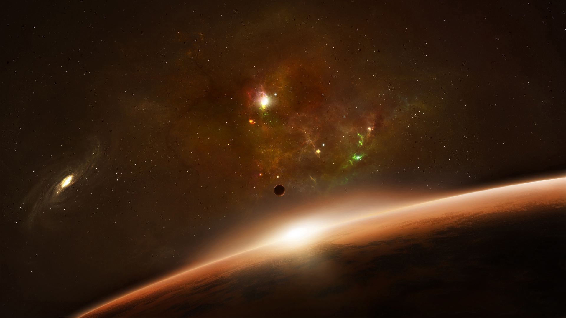 sunrise, outer space, planets - desktop wallpaper
