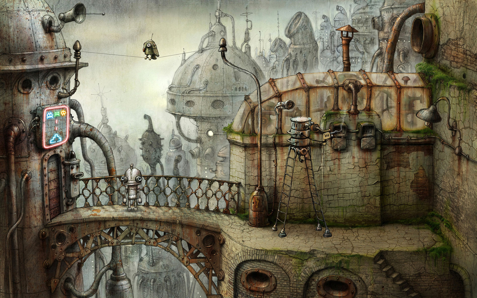 fantasy, surreal, Machinarium, Robot City - desktop wallpaper