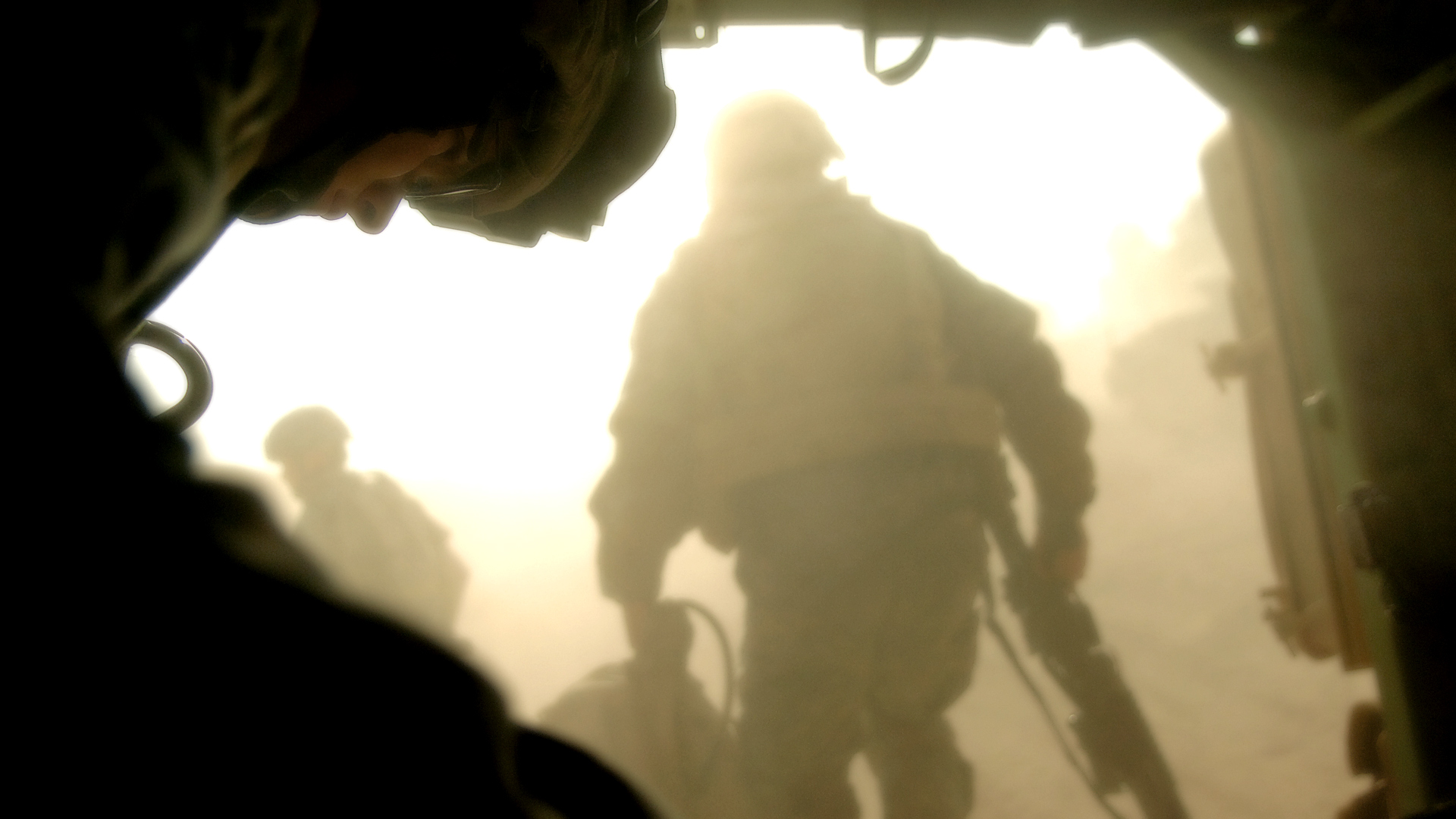 soldiers, guns, army, dust, low-angle shot - desktop wallpaper
