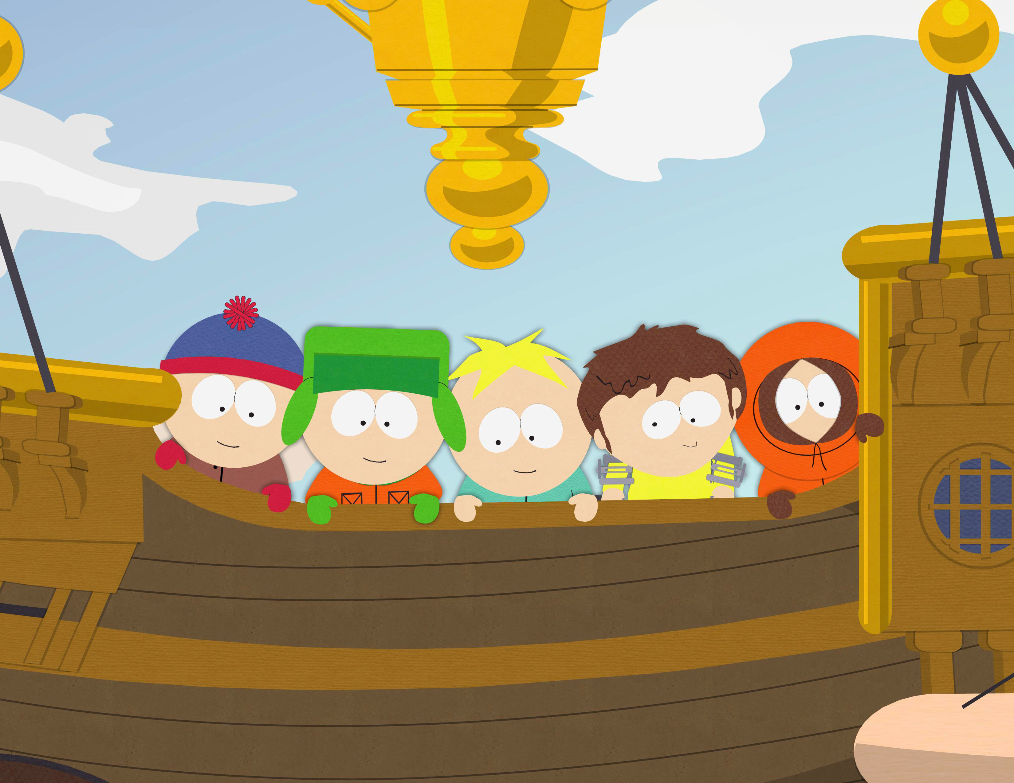 South Park, boats, Stan Marsh, Kenny McCormick, Kyle Broflovski, Butters Stotch - desktop wallpaper