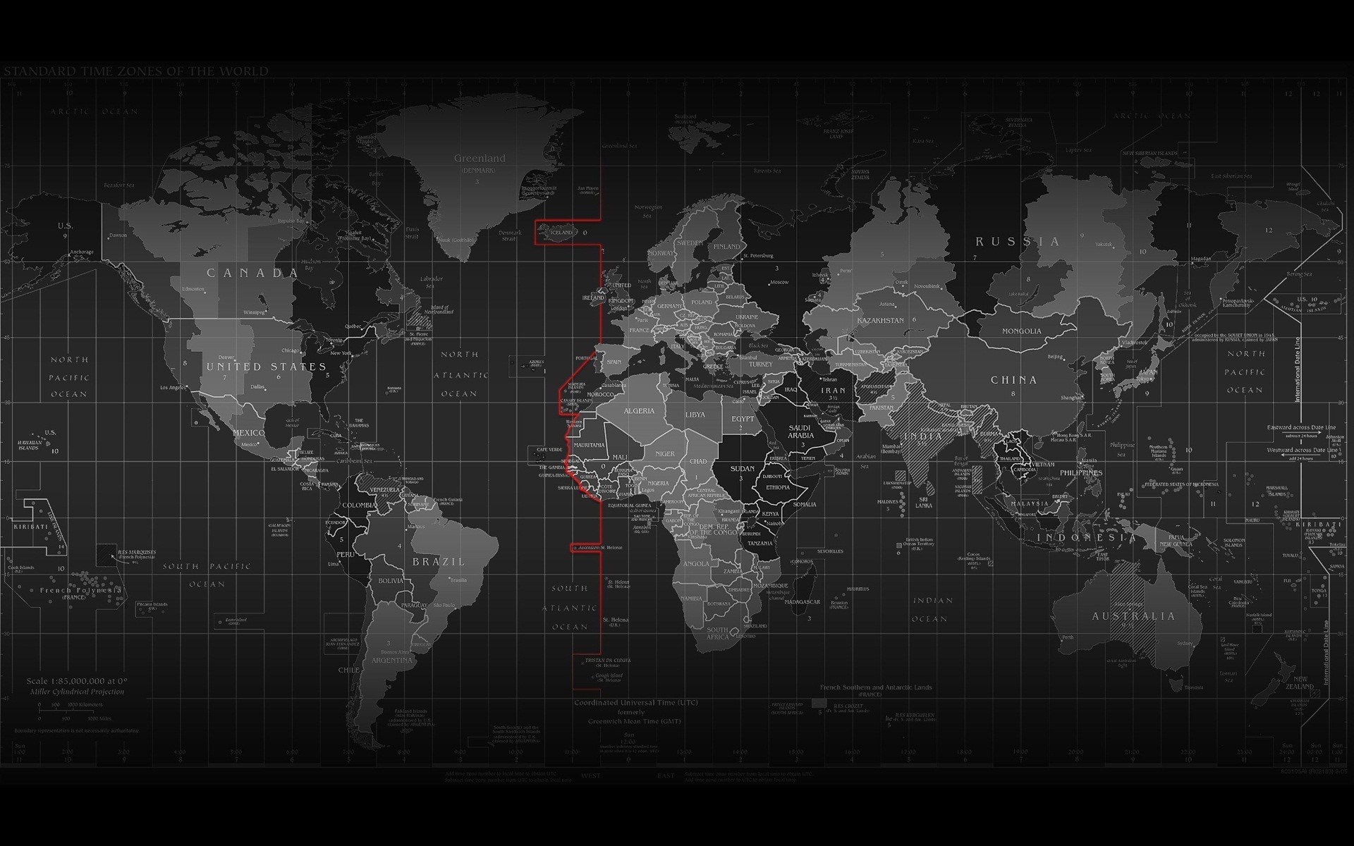 dark, maps, countries, atlas, time zones, world map, cities - desktop wallpaper