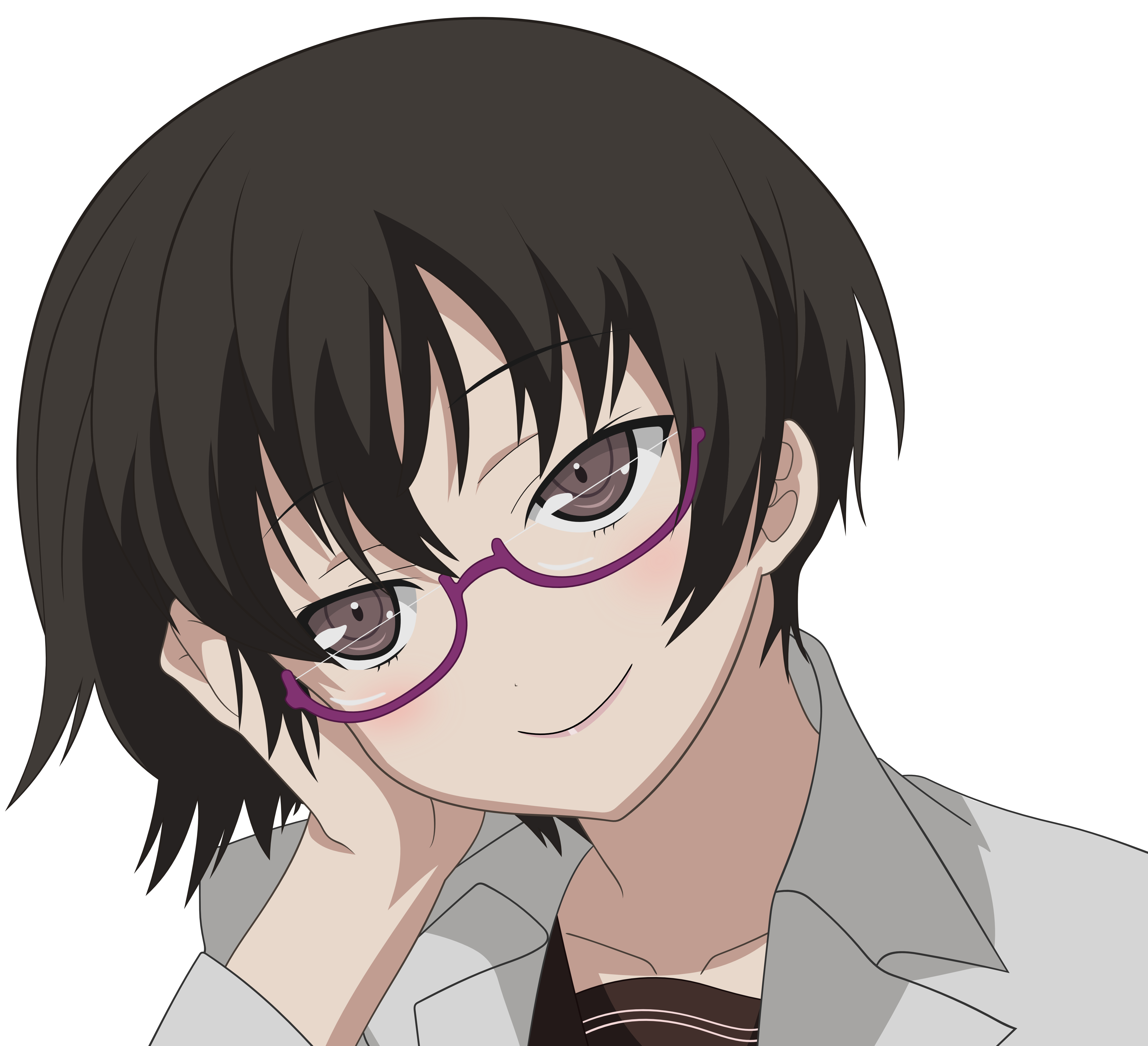 brunettes, glasses, brown eyes, transparent, meganekko, Denpa Onna to Seishun Otoko, Maekawa, anime girls, anime vectors - desktop wallpaper