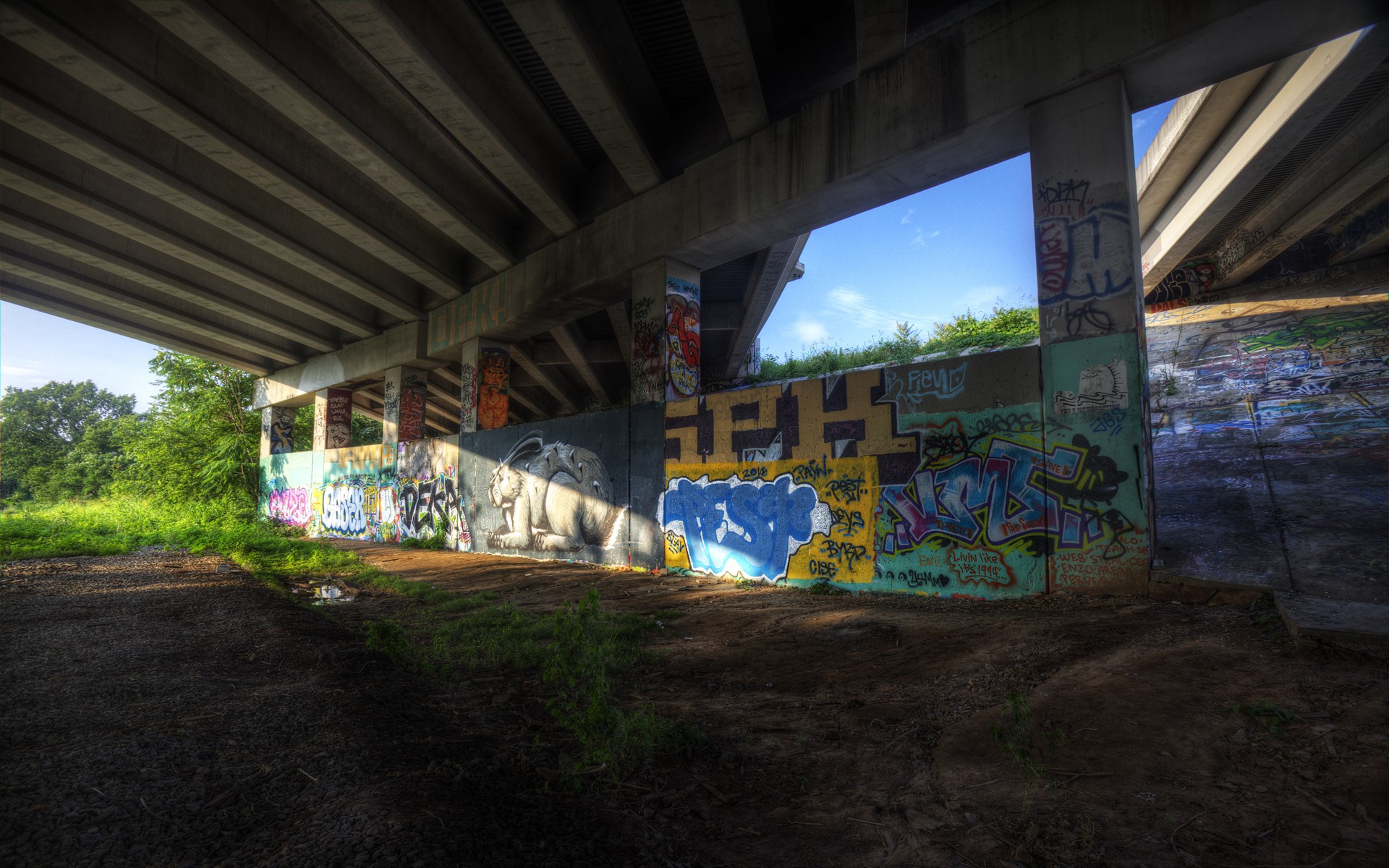 graffiti, urban, overpass - desktop wallpaper