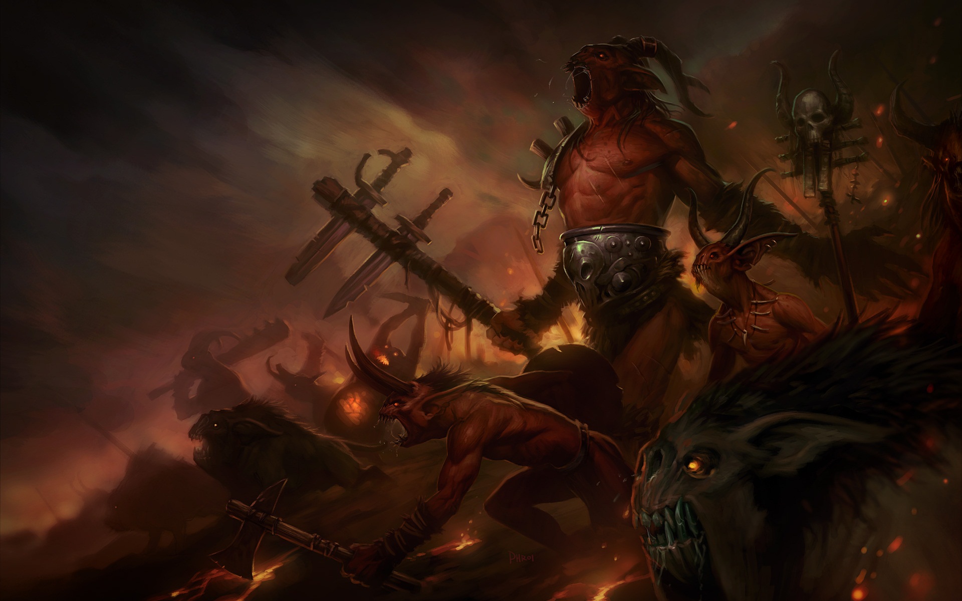 video games, demons, horns, battles, artwork, Diablo III, long ears - desktop wallpaper
