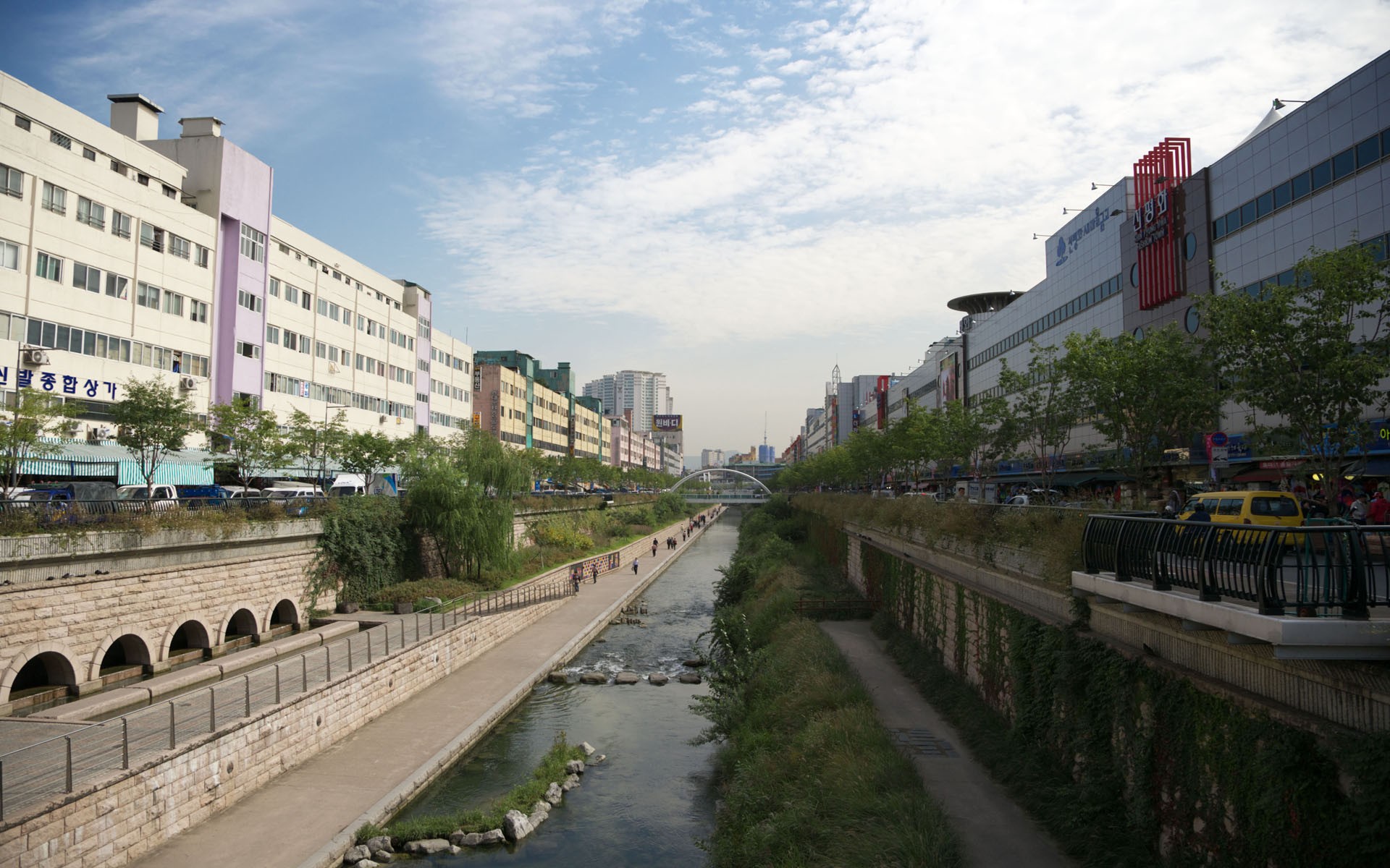 streets, architecture, Korea, canal - desktop wallpaper