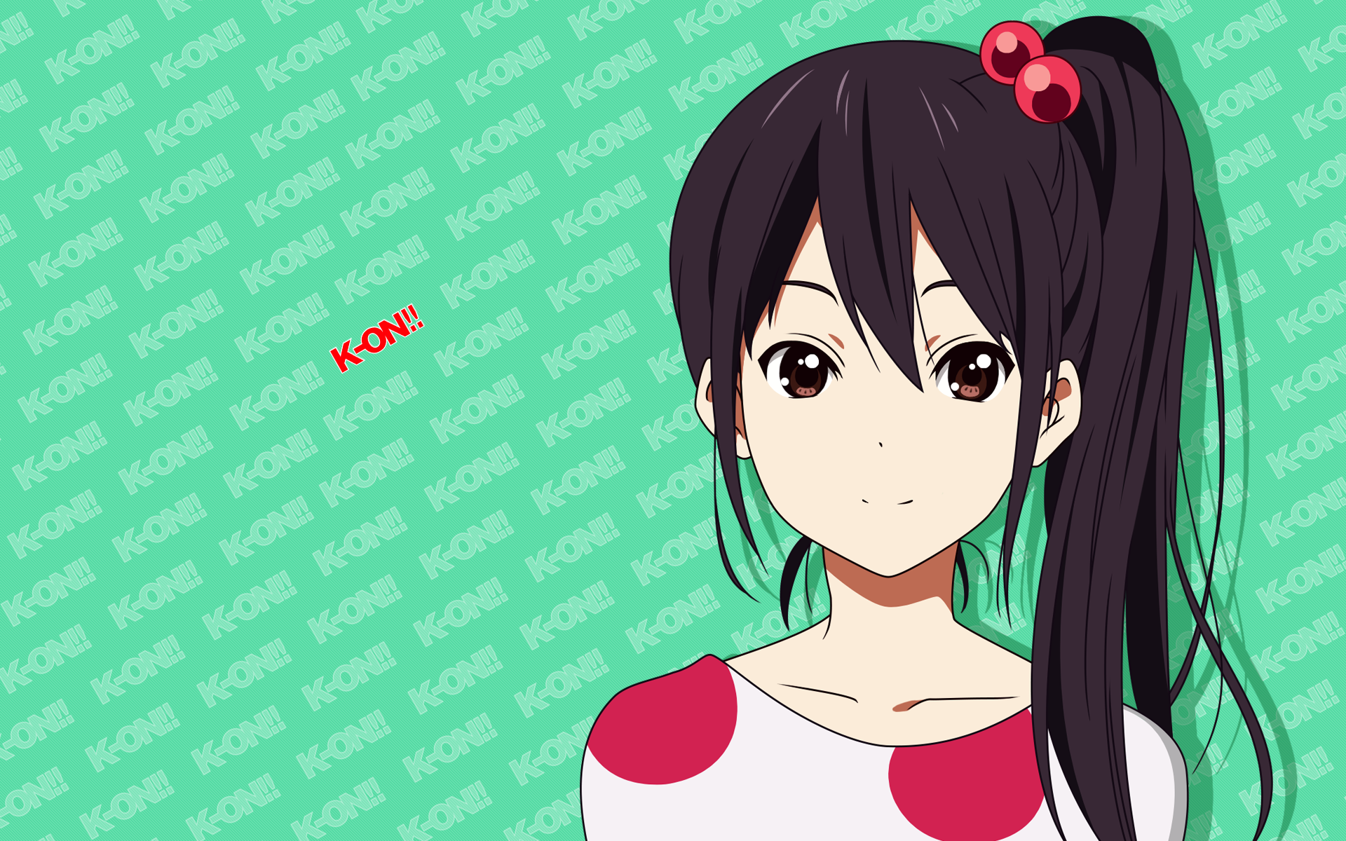 K-ON!, anime, anime girls, green background, side ponytail - desktop wallpaper