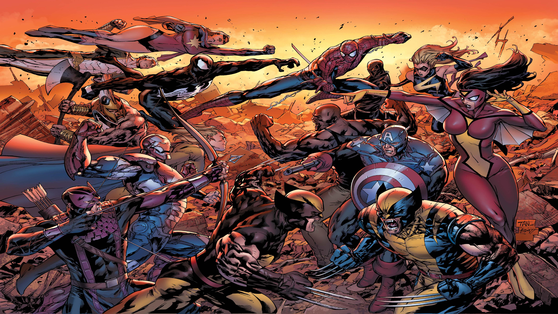 Iron Man, Venom, Spider-Man, Captain America, Wolverine, Avengers comics, Marvel Comics - desktop wallpaper