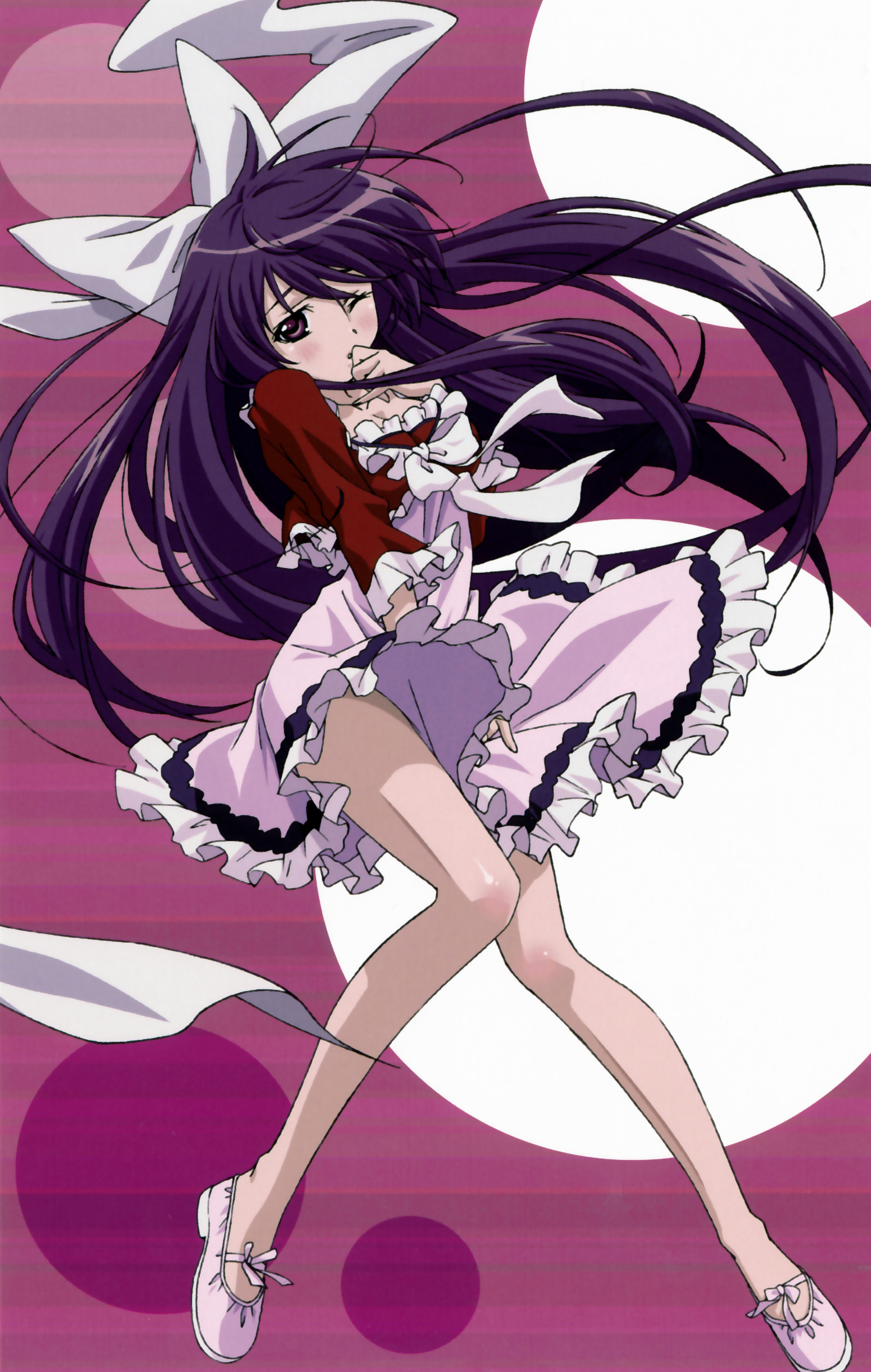 legs, skirts, long hair, upskirt, purple hair, Asu no Yoichi, purple eyes, wink, anime girls, hair ornaments - desktop wallpaper