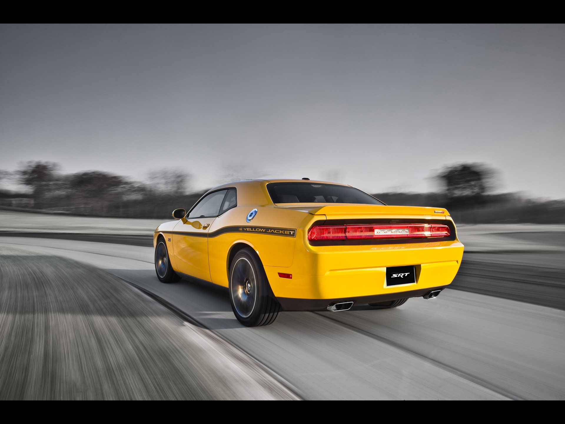 jackets, Dodge Challenger, Dodge Challenger SRT8, yellow cars - desktop wallpaper