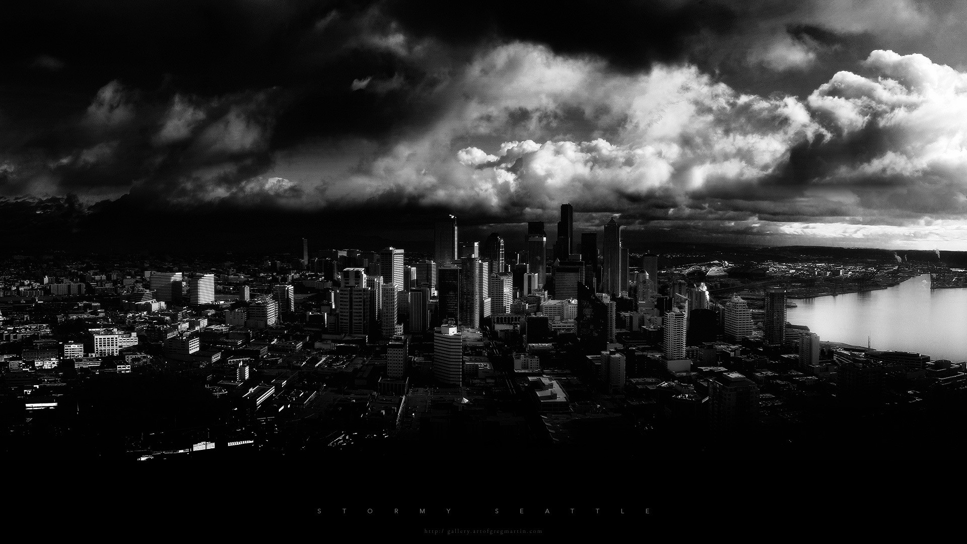 black and white, cityscapes, Seattle, monochrome, cities - desktop wallpaper