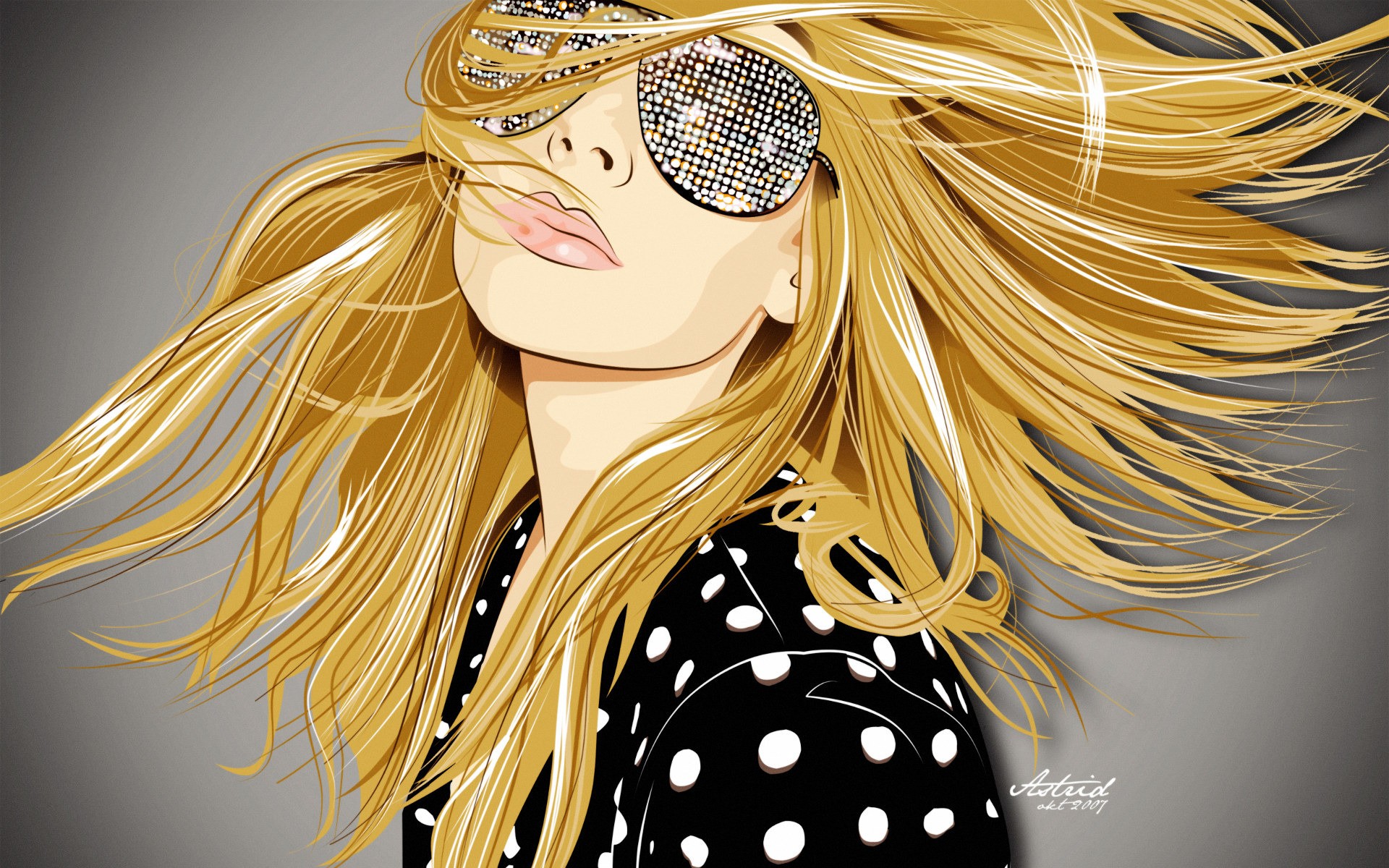 women, vectors, sunglasses, digital art - desktop wallpaper