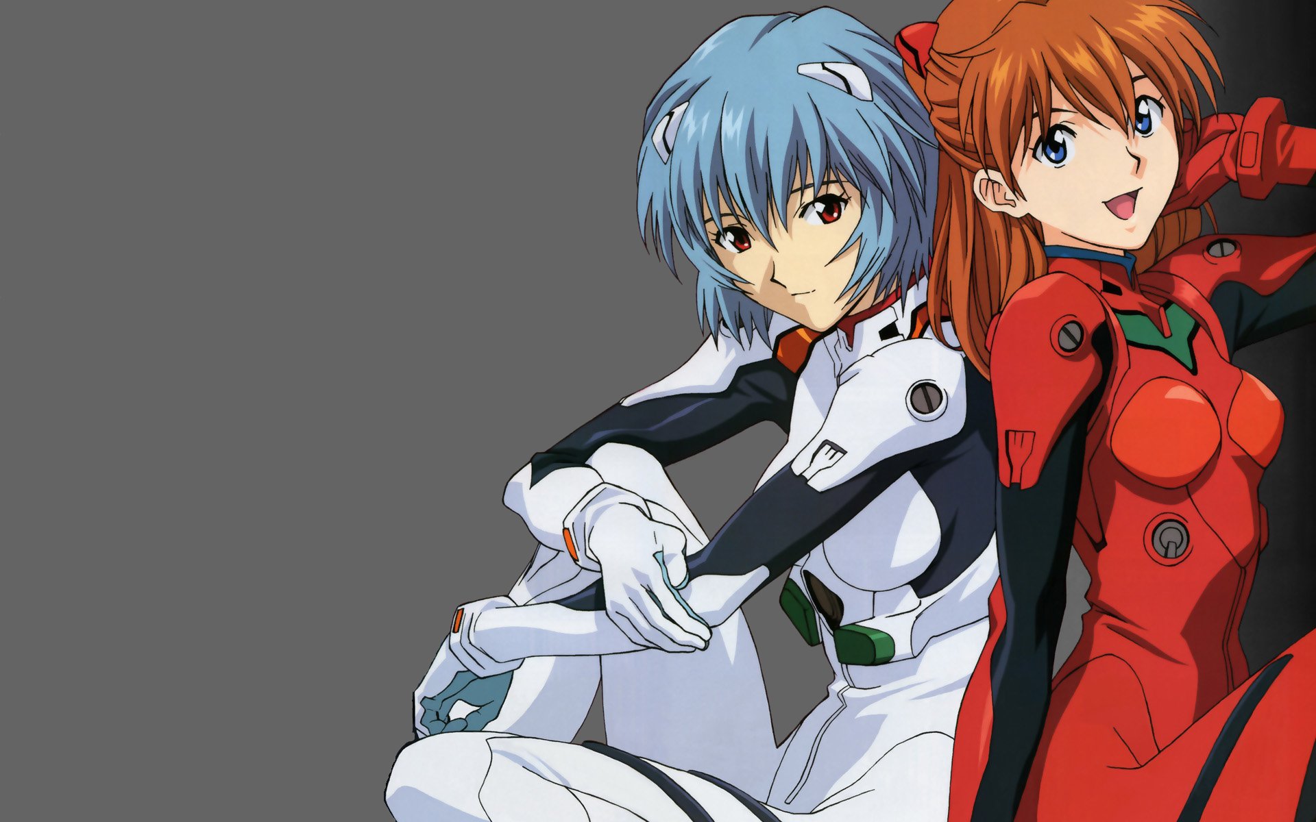 Ayanami Rei, Neon Genesis Evangelion, Asuka Langley Soryu, simple background, anime girls - desktop wallpaper