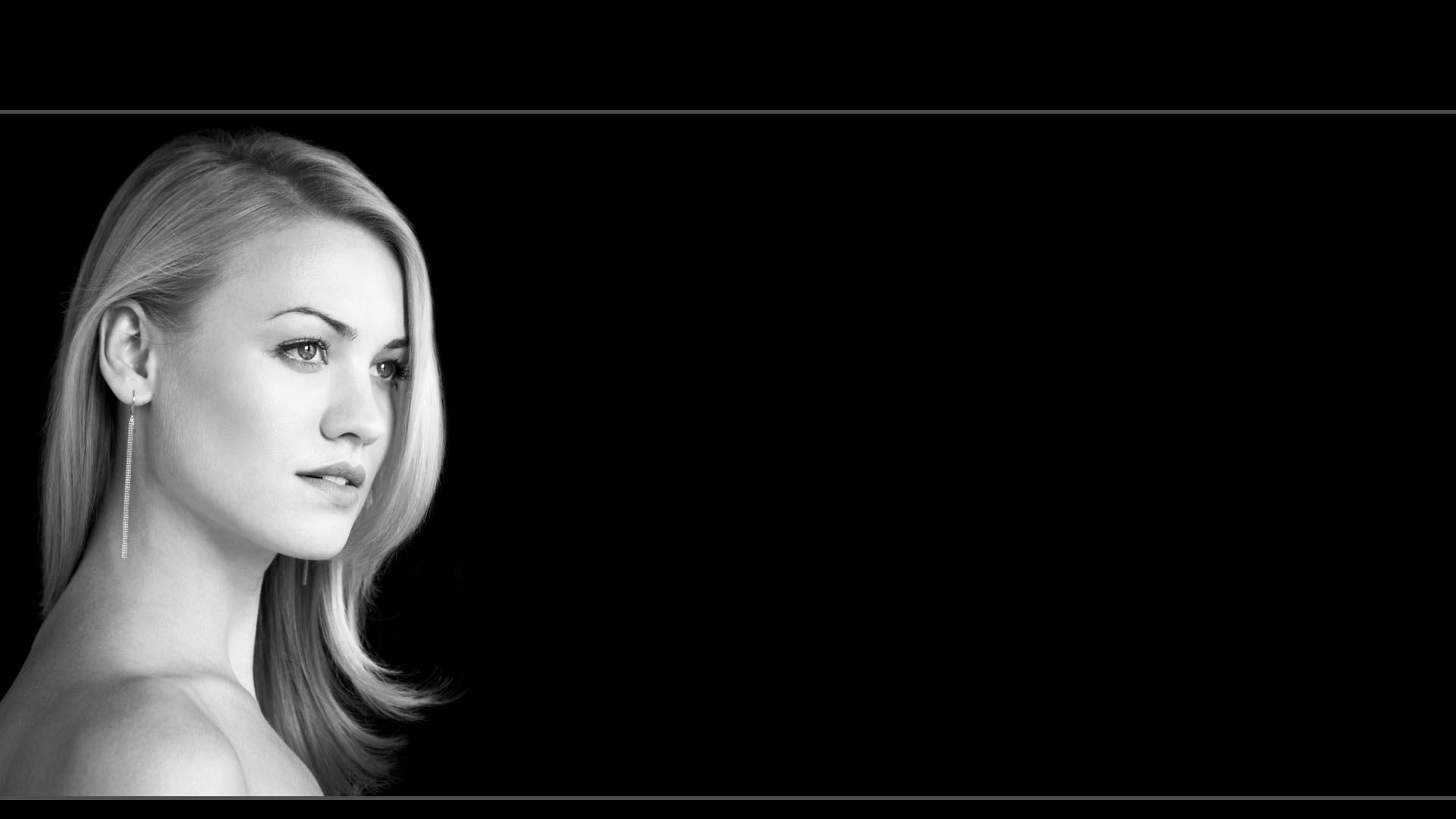 blondes, women, actress, celebrity, Yvonne Strahovski, monochrome - desktop wallpaper