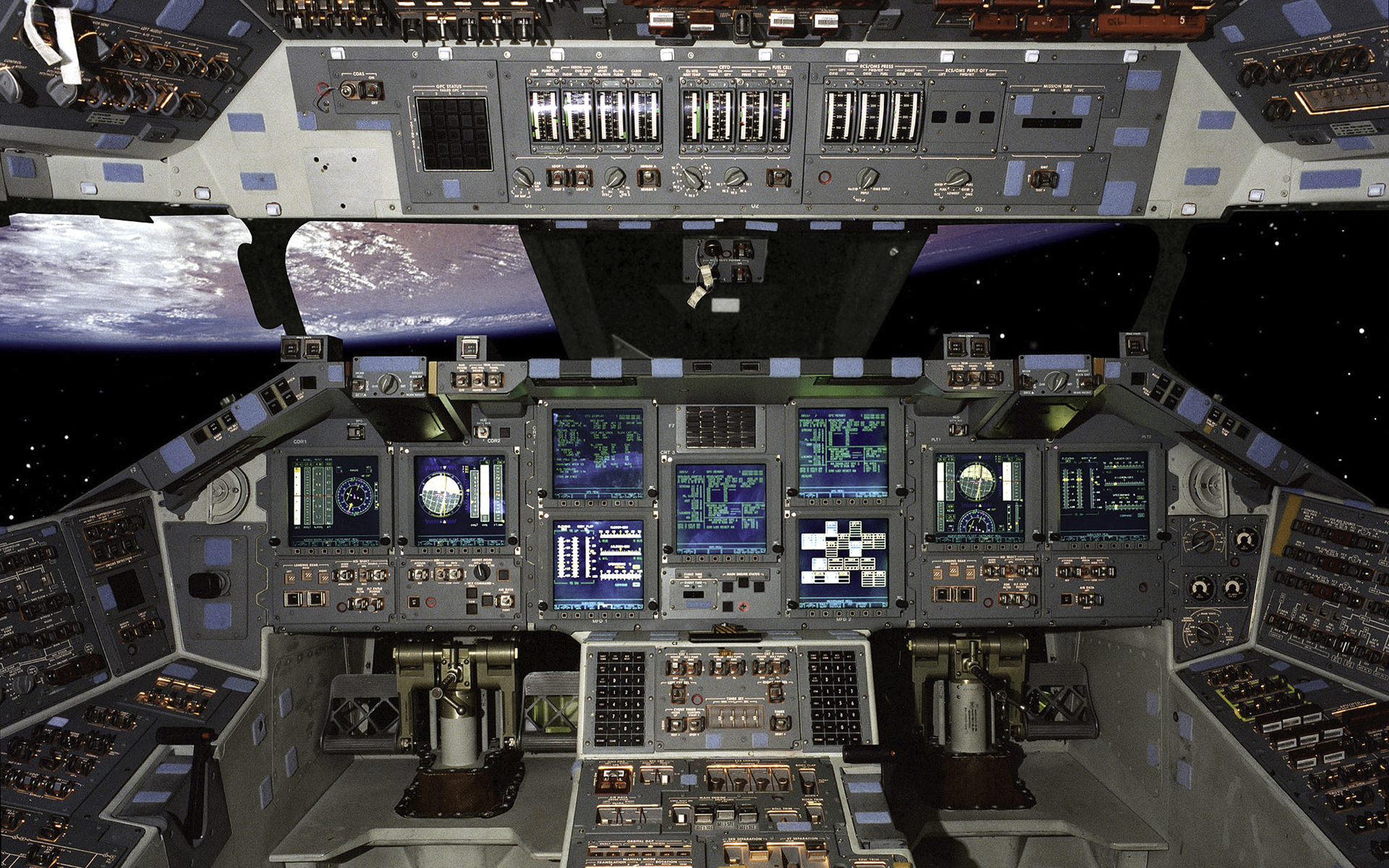 Space Shuttle, cockpit - desktop wallpaper
