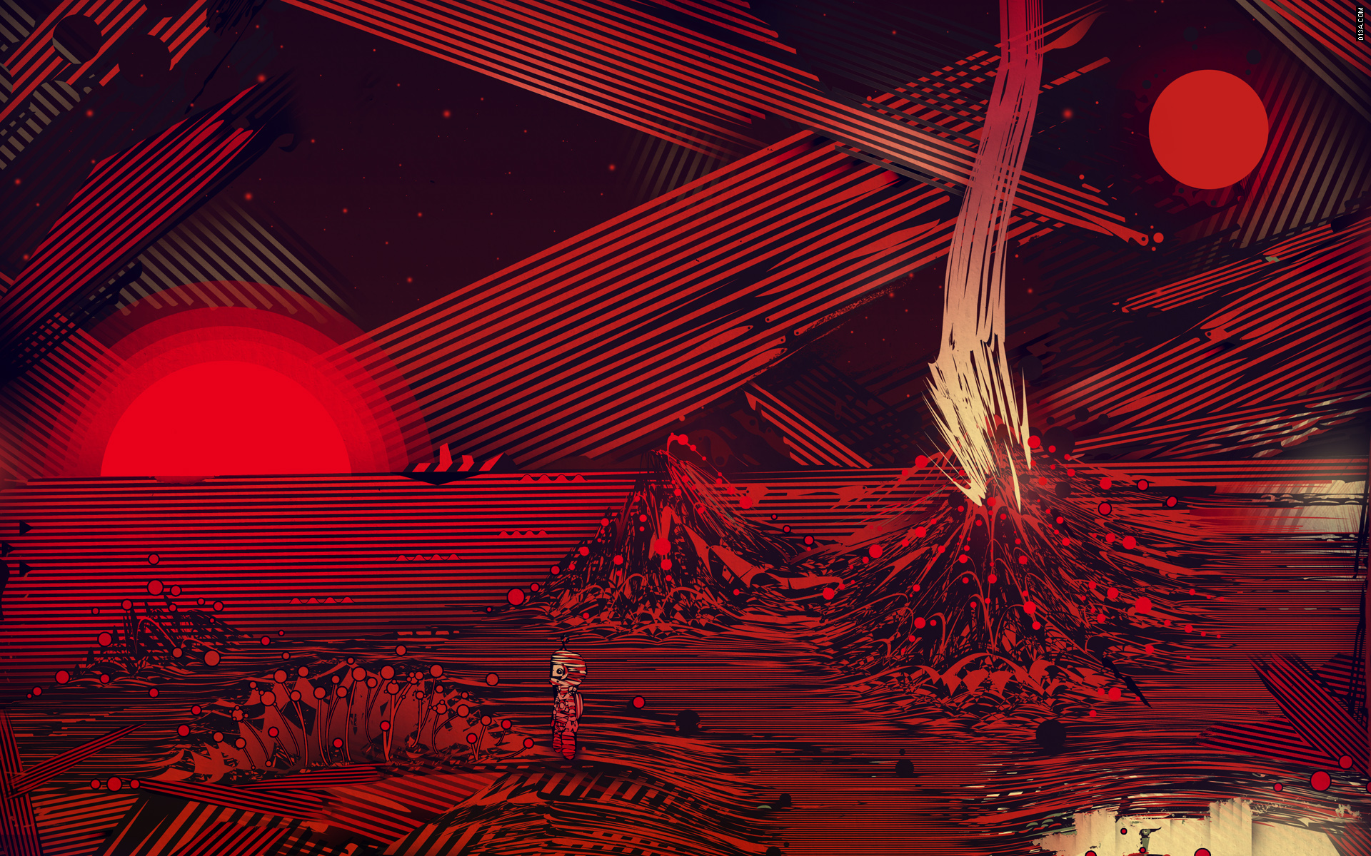 outer space, red, Mars, artwork, Matei Apostolescu - desktop wallpaper