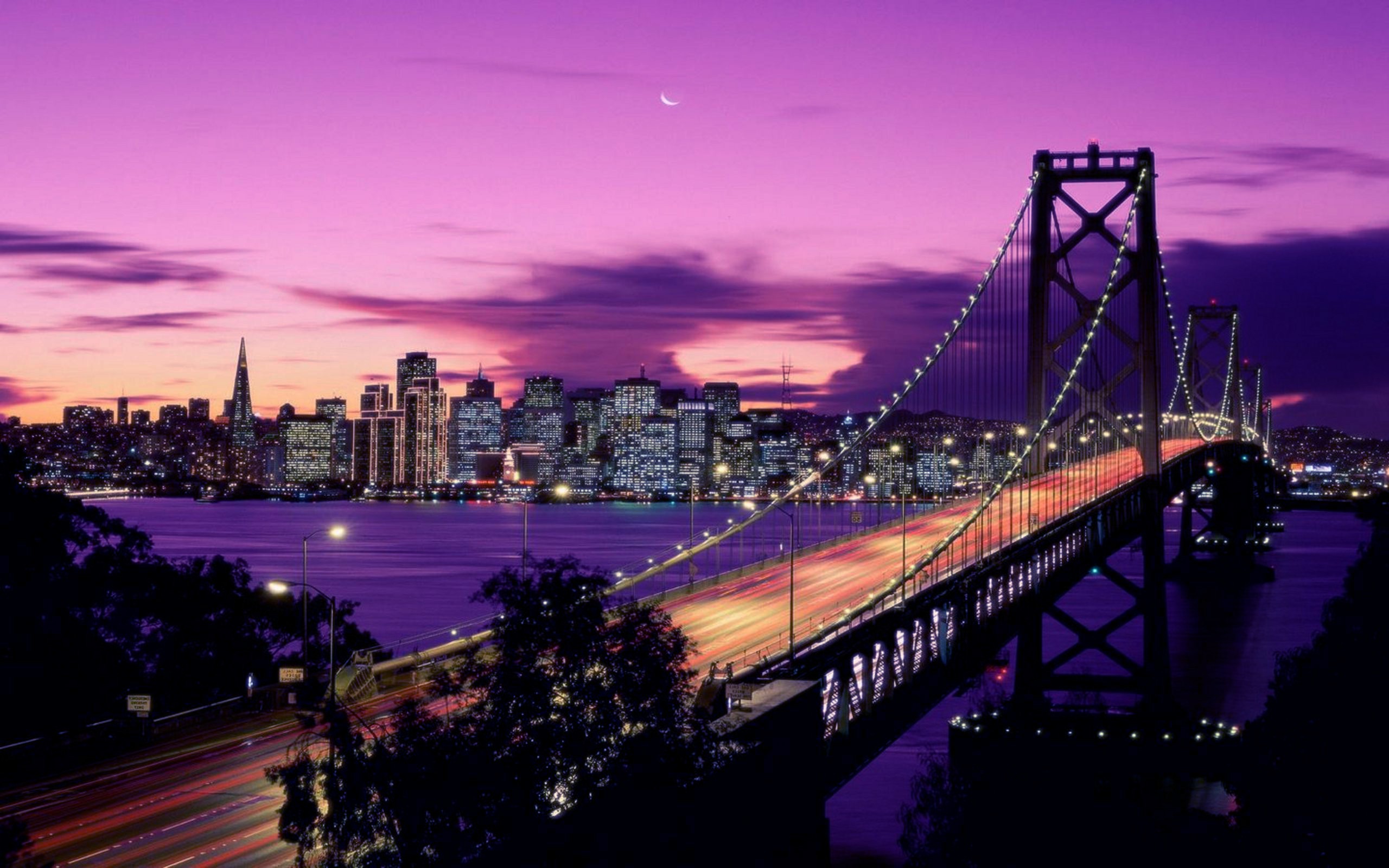 cityscapes, night, California, San Francisco, Bay Bridge, Oakland Bay - desktop wallpaper