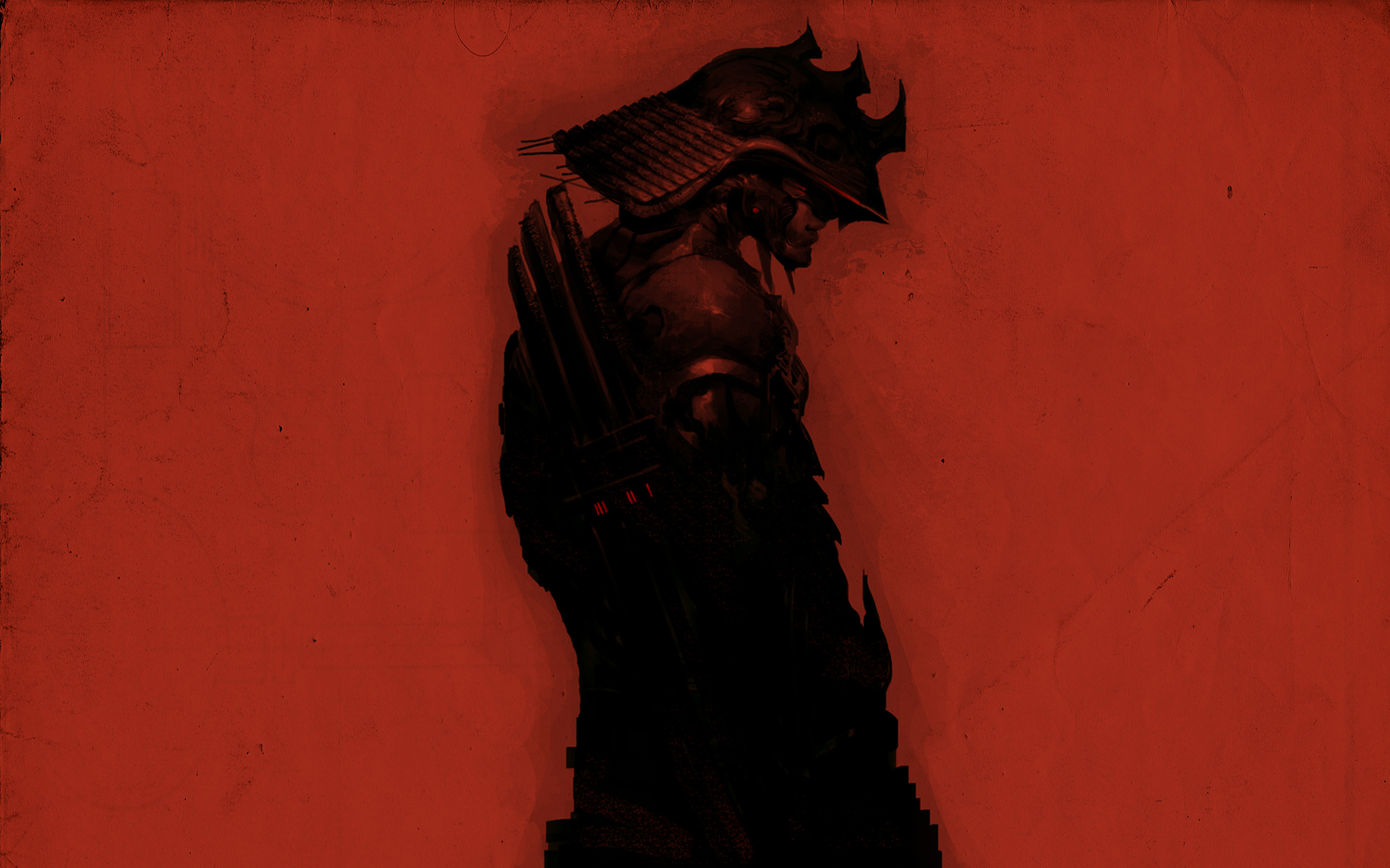 red, katana, samurai - desktop wallpaper