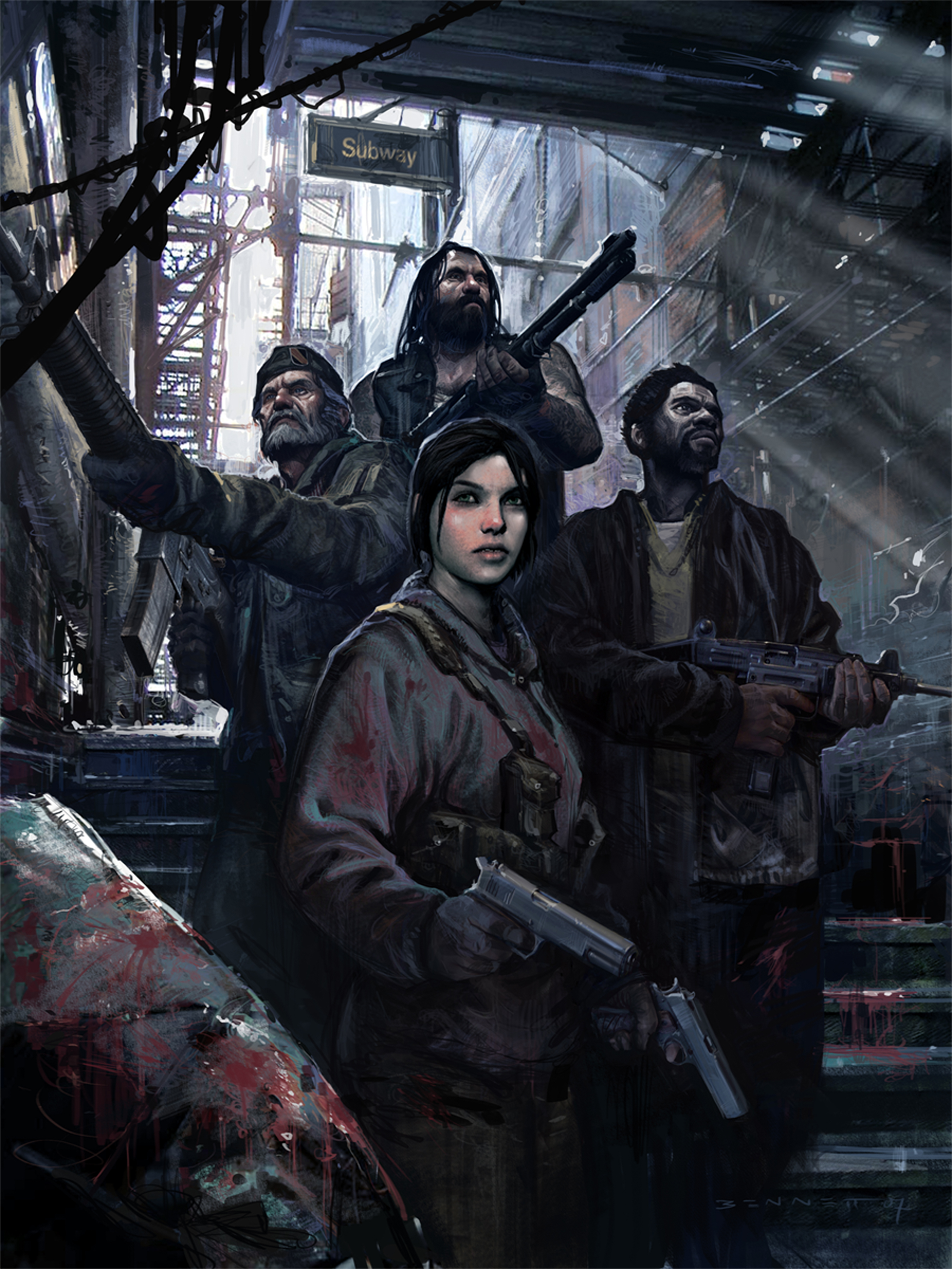 video games, post-apocalyptic, blood, weapons, Left 4 Dead, concept art, artwork - desktop wallpaper
